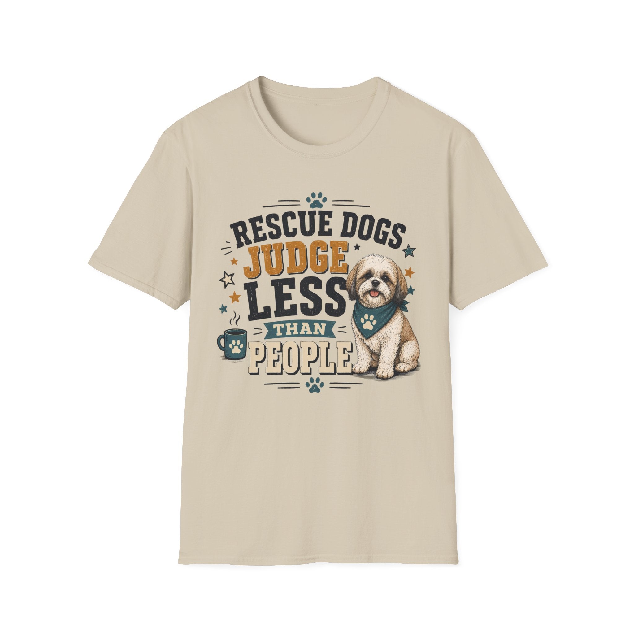 Rescue Dogs Judge Less Than People T-Shirt — Cute Maltese Rescue Tee