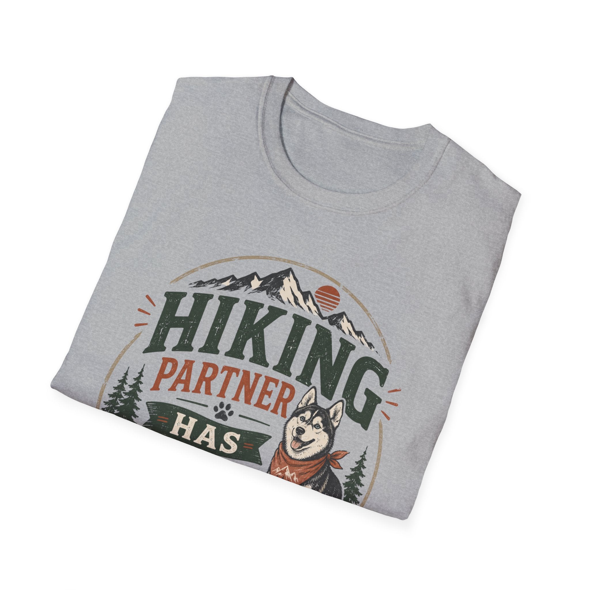 Hiking Partner Has Four Legs T-Shirt — Husky Dog Lover Outdoor Tee