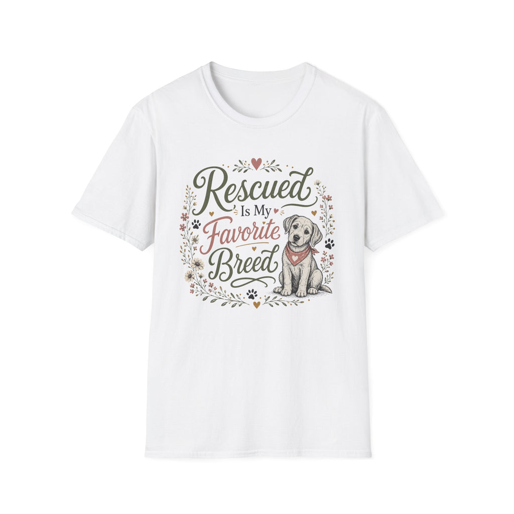Rescued Is My Favorite Breed T-Shirt — Cute Rescue Dog Adoption Tee