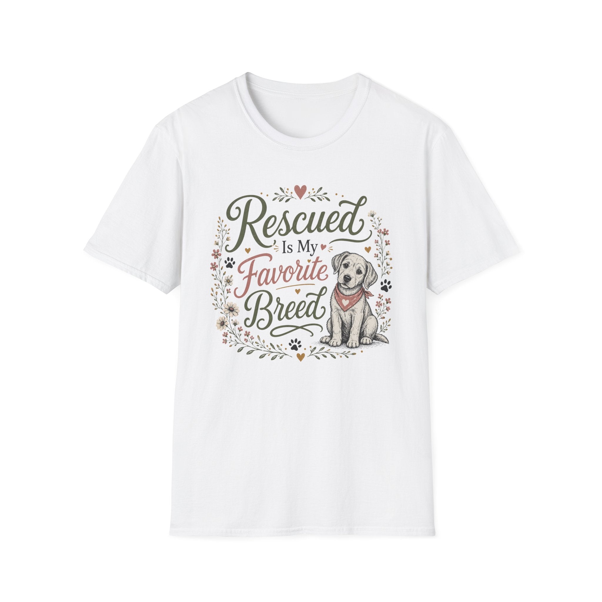Rescued Is My Favorite Breed T-Shirt — Cute Rescue Dog Adoption Tee