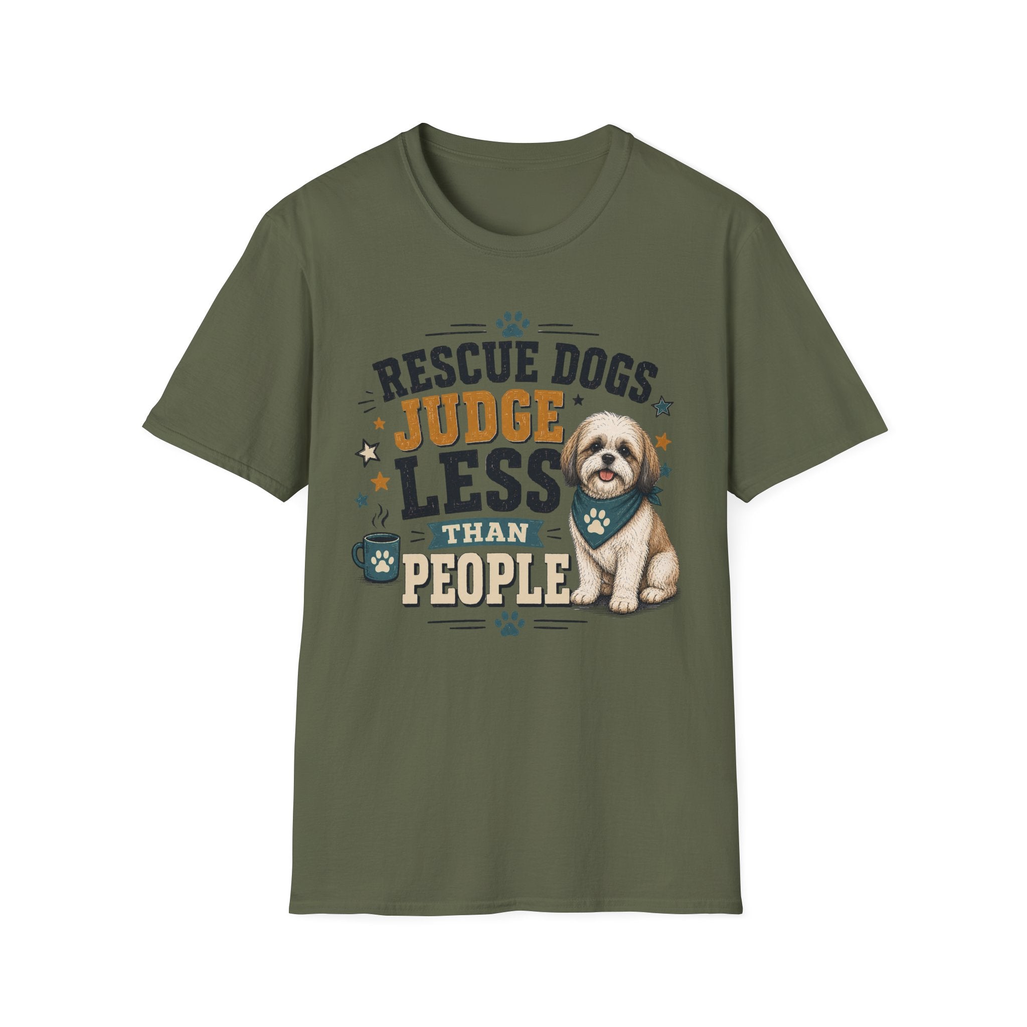 Rescue Dogs Judge Less Than People T-Shirt — Cute Maltese Rescue Tee