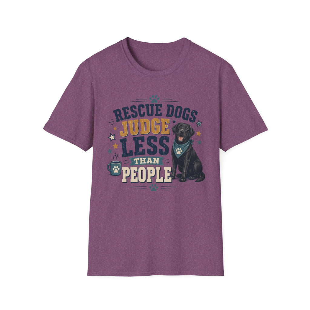 Rescue Dogs Judge Less Than People T-Shirt — Cute Black Lab Rescue Tee