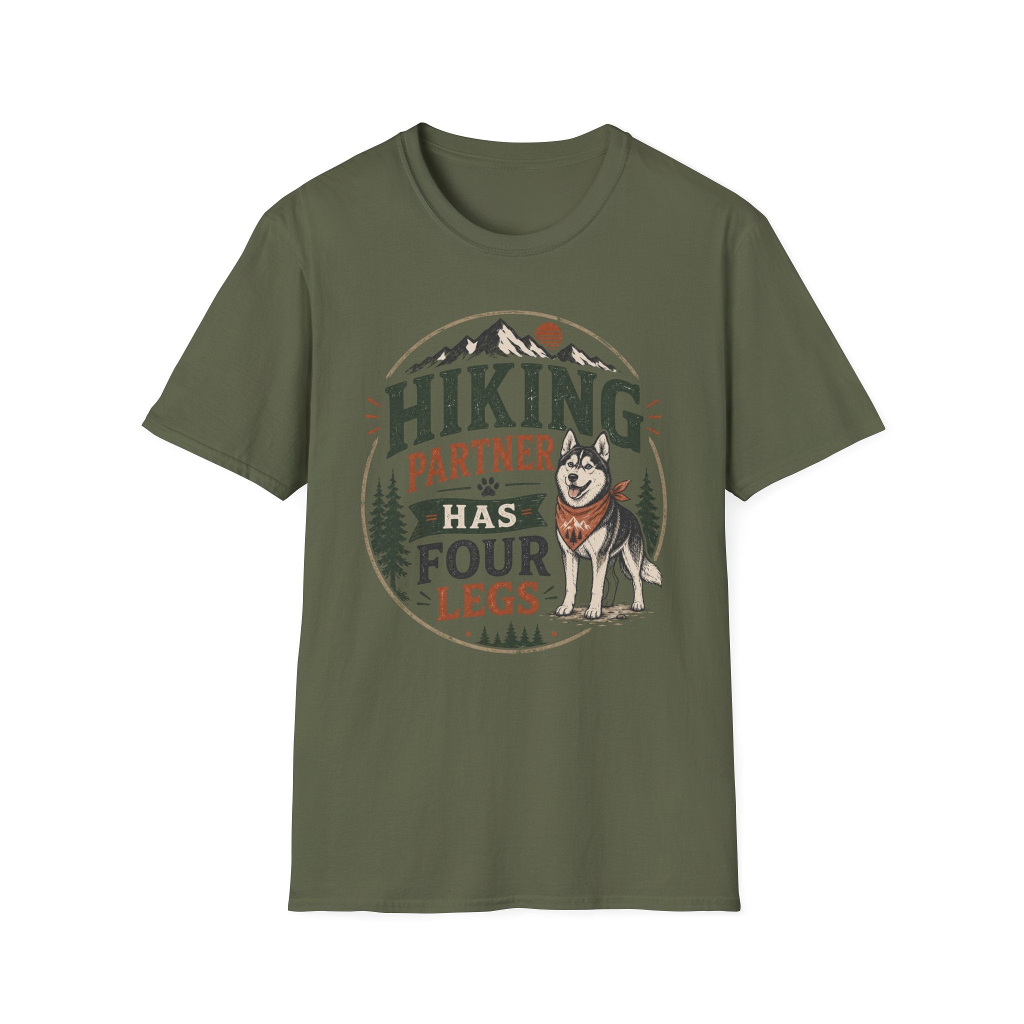 Hiking Partner Has Four Legs T-Shirt — Dog Lover Outdoor Tee
