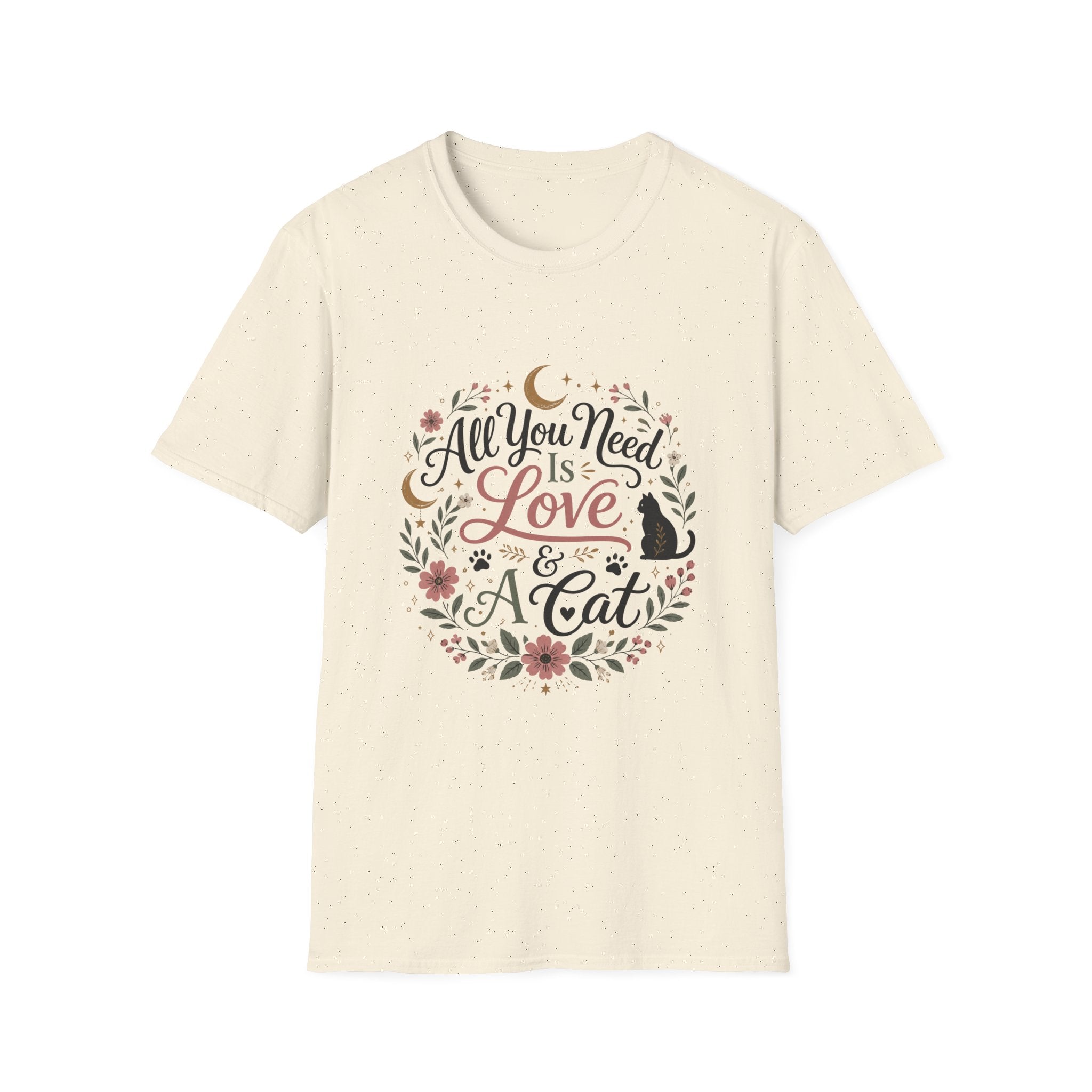 All You Need Is Love & A Cat T-Shirt — Floral Cat Lover Tee