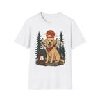 Yellow Lab Lantern T-Shirt — Retro Camping Dog Tee