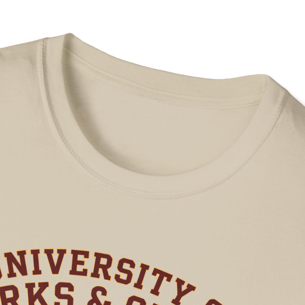 University of Barks & Spirits T-Shirt – "In Dogs We Trust" Crest Tee