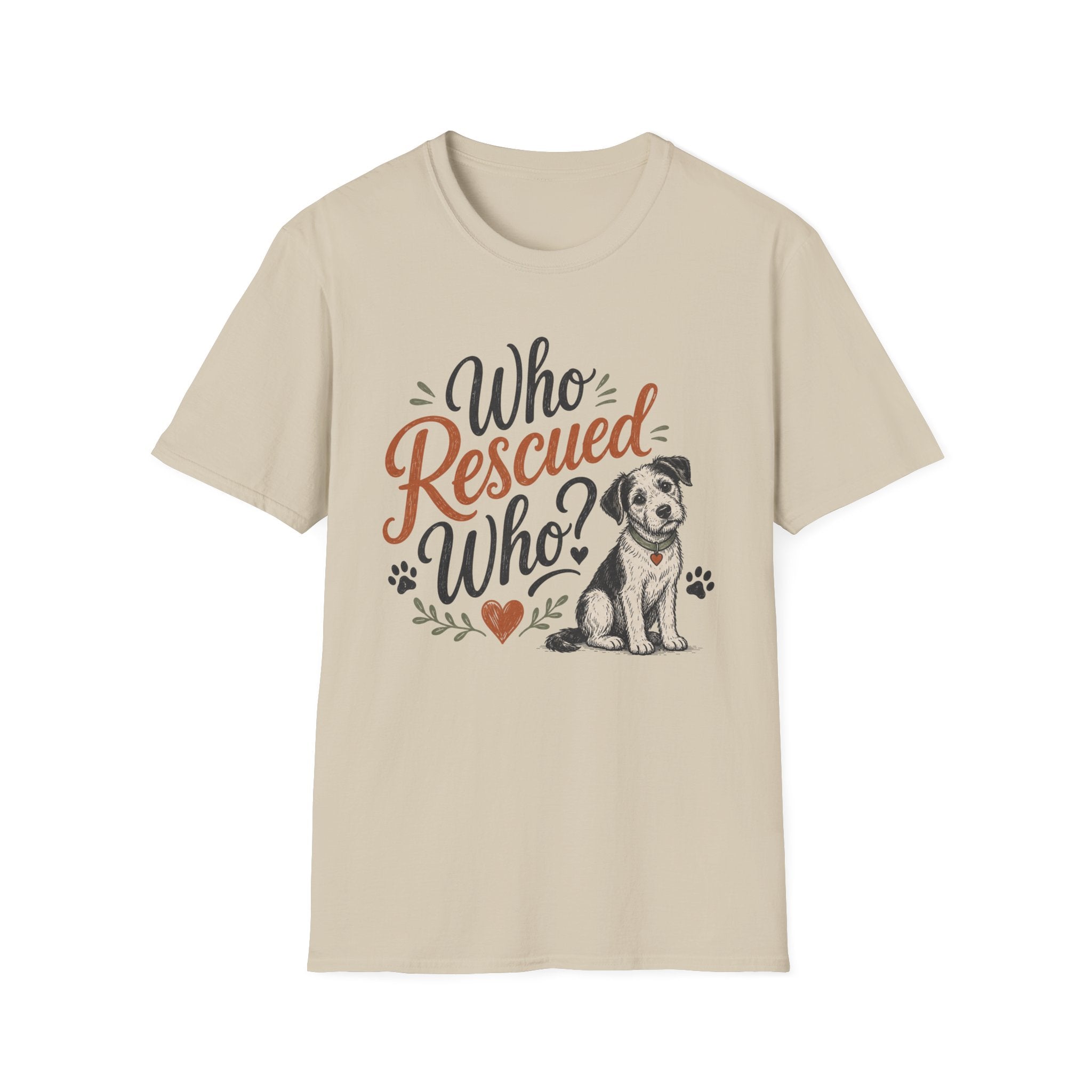 Who Rescued Who? Rescue Dog T-Shirt - Adopted Pet Lover Tee