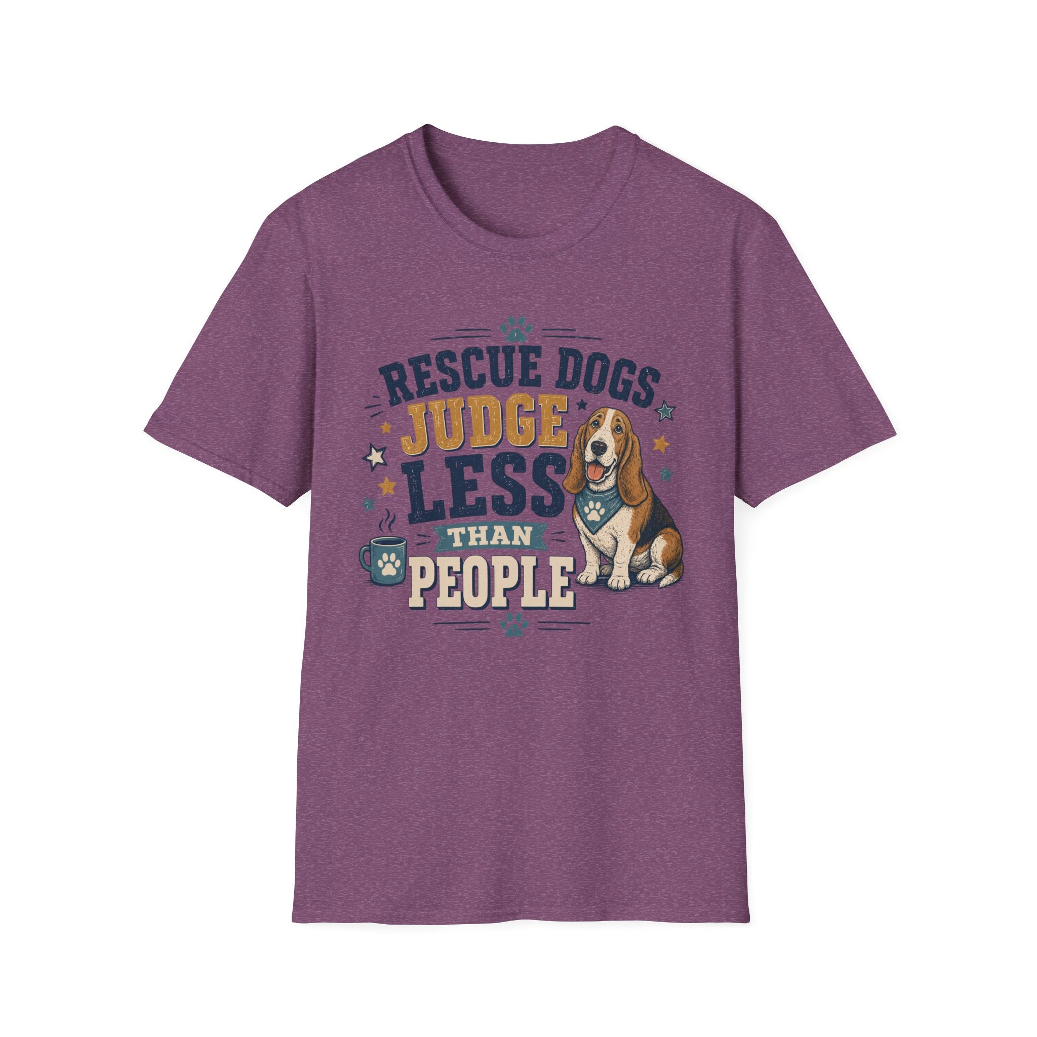 Rescue Dogs Judge Less Than People T-Shirt — Cute Basset Hound Rescue Tee