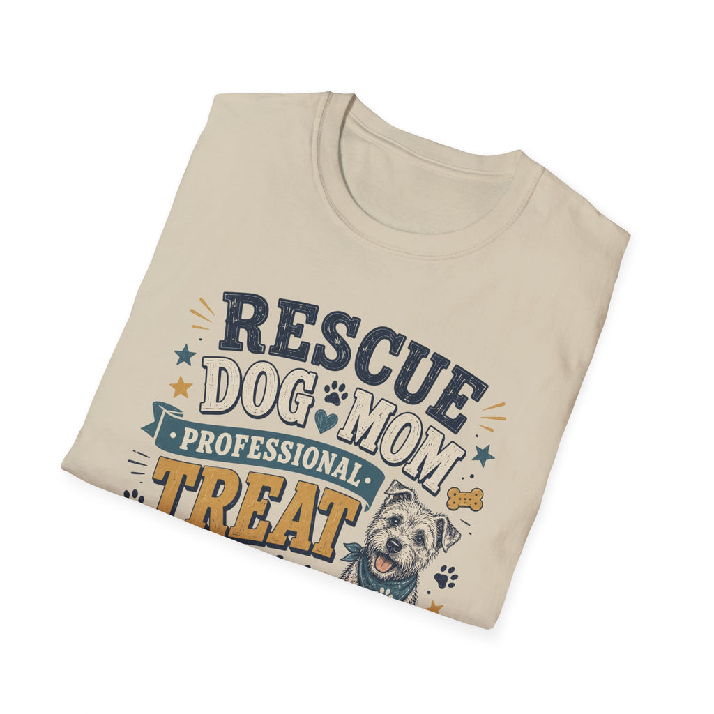Rescue Dog Mom T-Shirt — "Professional Treat Dealer" Cute Rescue Puppy Tee