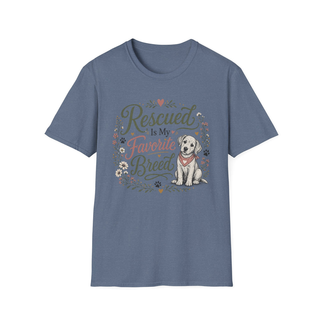 Rescued Is My Favorite Breed T-Shirt — Cute Rescue Dog Adoption Tee