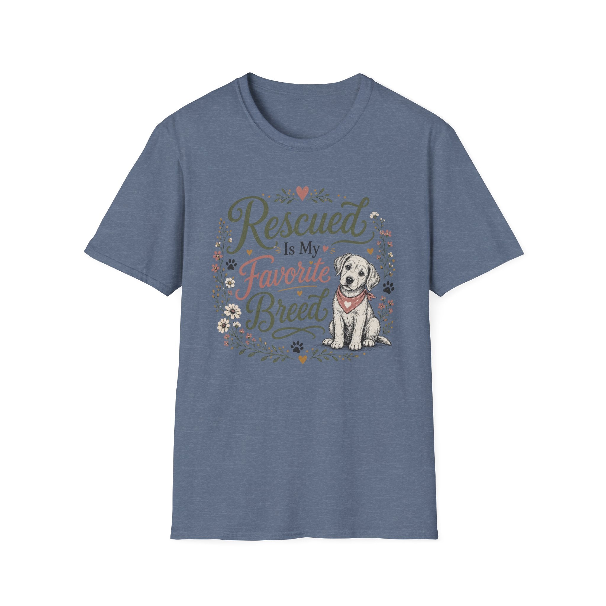 Rescued Is My Favorite Breed T-Shirt — Cute Rescue Dog Adoption Tee