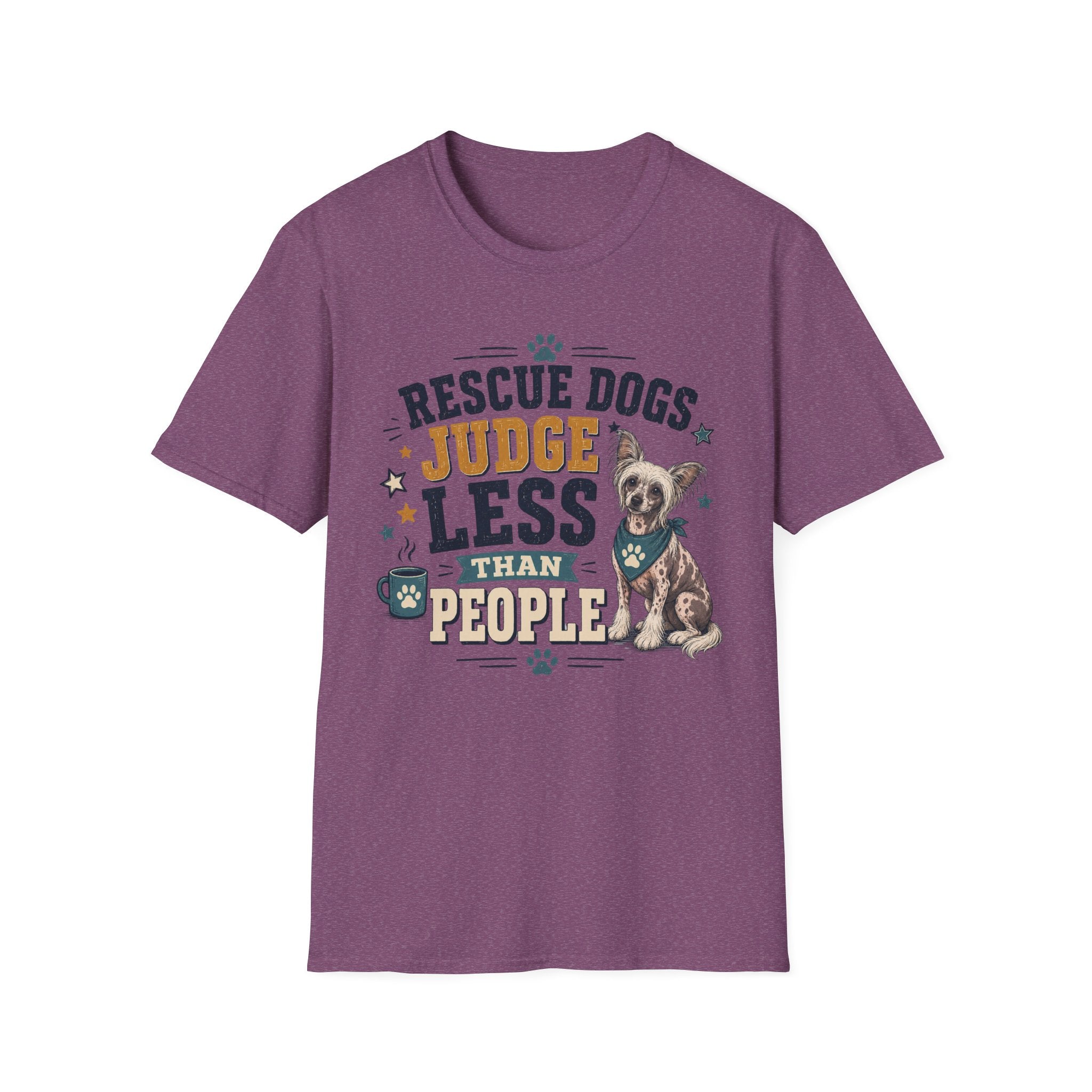 Rescue Dogs Judge Less Than People T-Shirt — Cute Chinese Crested Rescue Tee