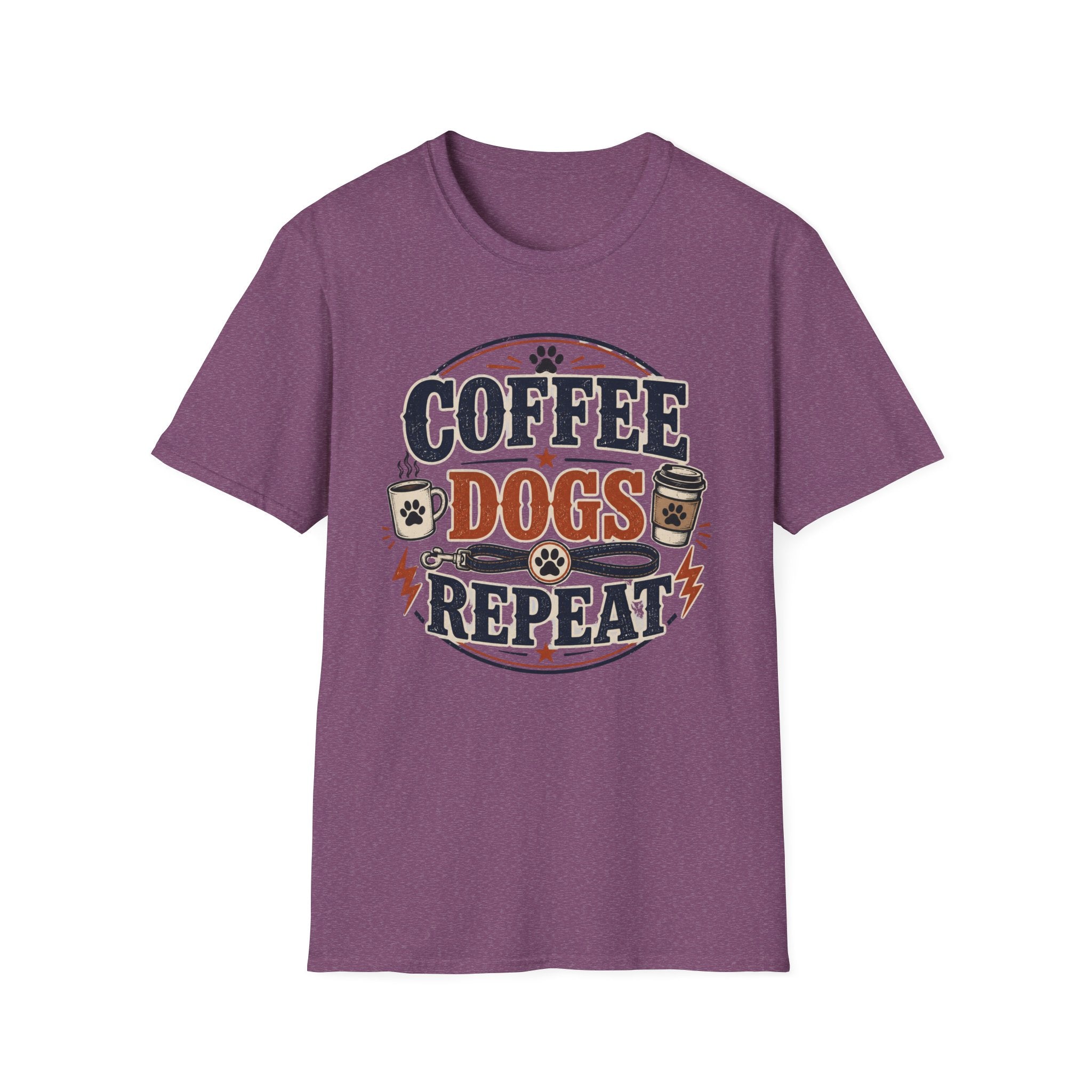 Coffee Dogs Repeat T-Shirt — Funny Dog Lover Coffee Tee