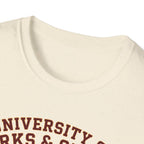 University of Barks & Spirits T-Shirt – "In Dogs We Trust" Crest Tee