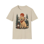 Yellow Lab Lantern T-Shirt — Retro Camping Dog Tee