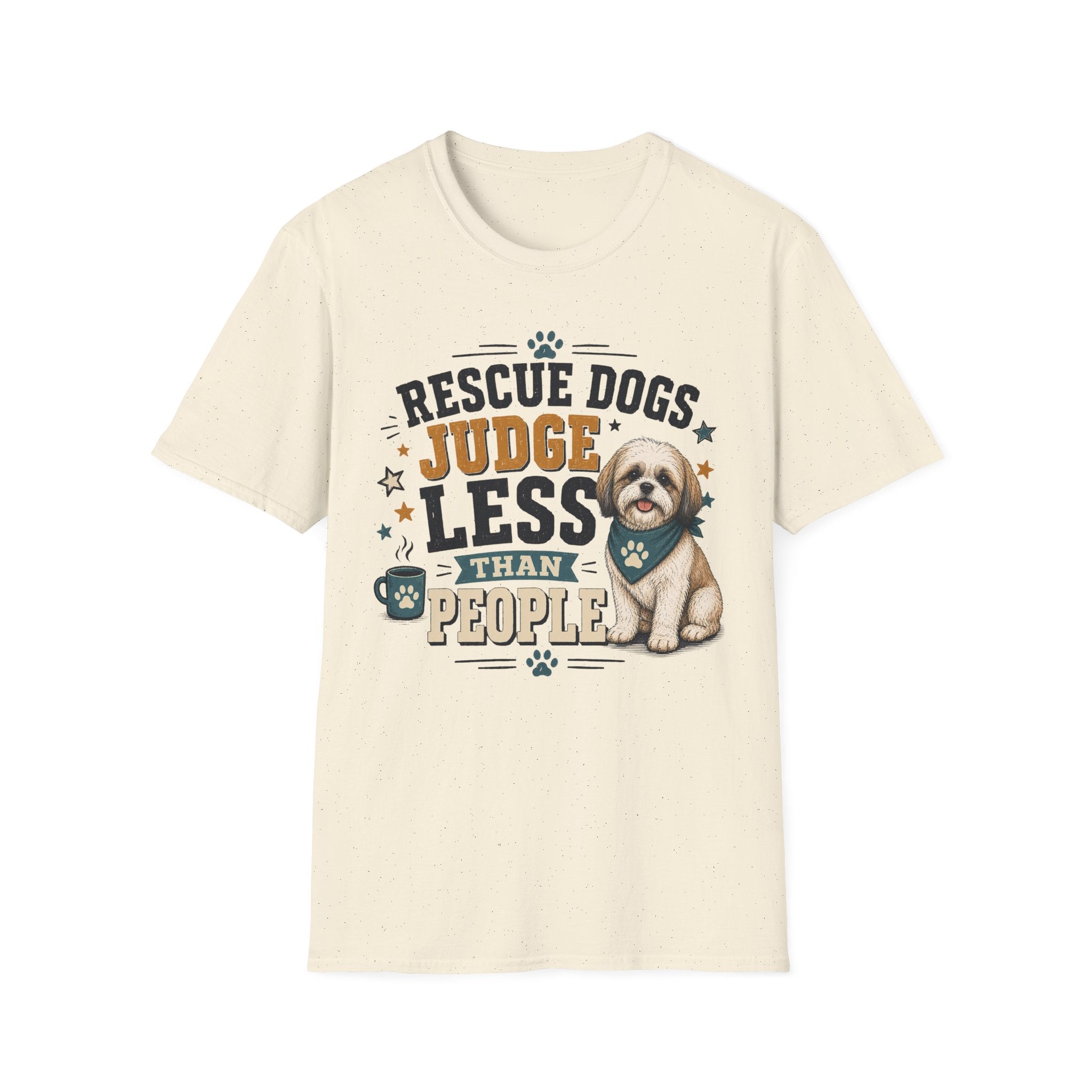 Rescue Dogs Judge Less Than People T-Shirt — Cute Maltese Rescue Tee