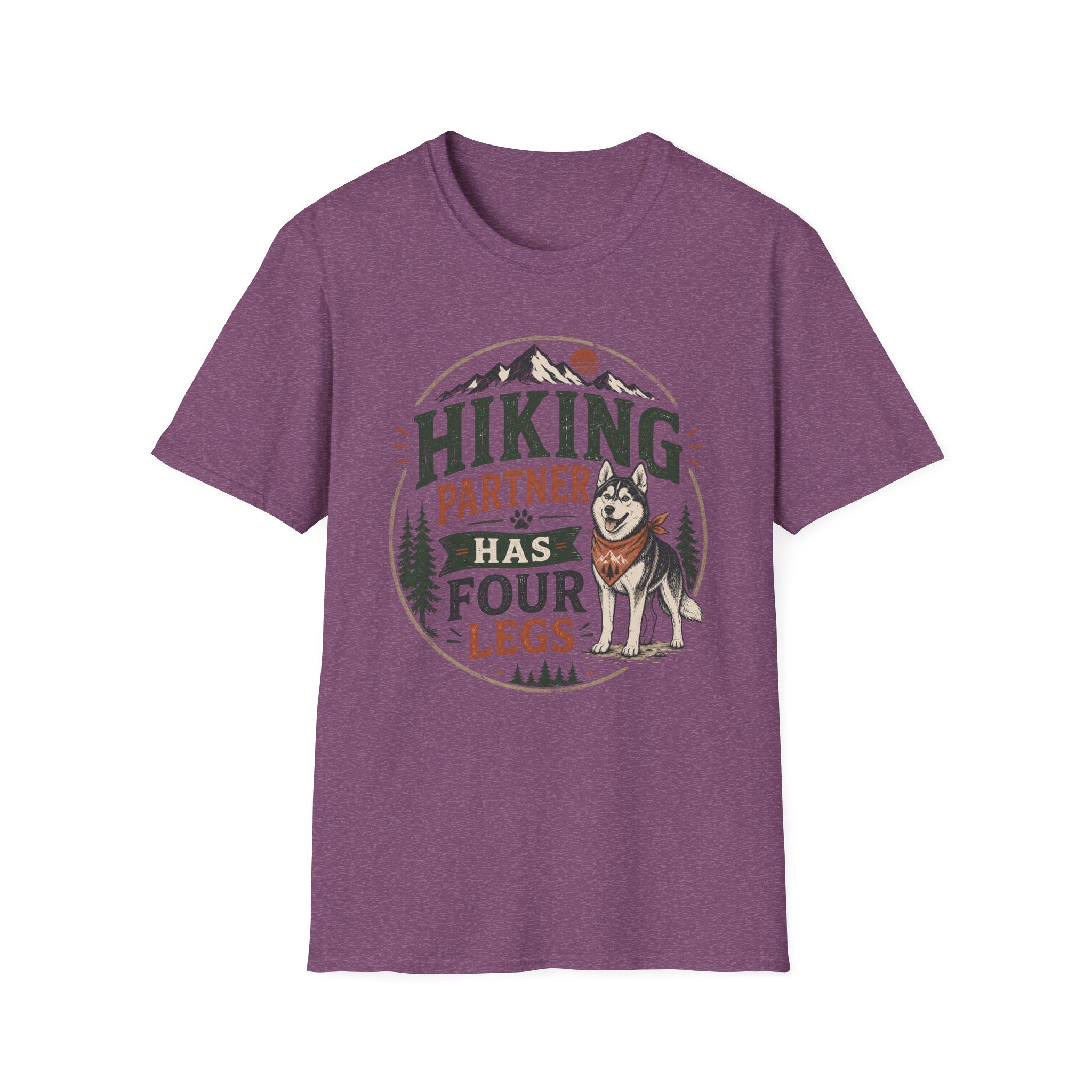 Hiking Partner Has Four Legs T-Shirt — Husky Dog Lover Outdoor Tee