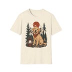 Yellow Lab Lantern T-Shirt — Retro Camping Dog Tee