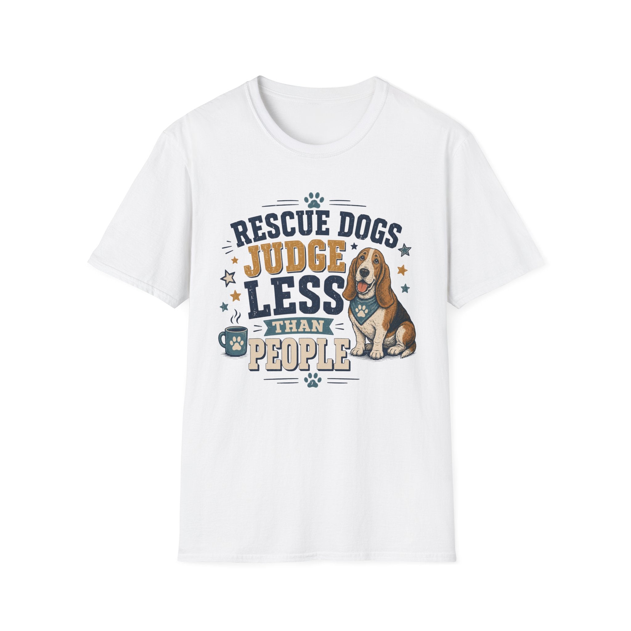 Rescue Dogs Judge Less Than People T-Shirt — Cute Basset Hound Rescue Tee