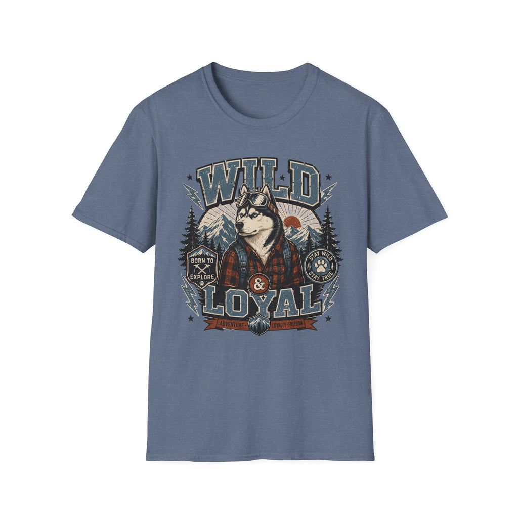 Wild & Loyal Husky T-Shirt — Vintage Mountain Dog Tee