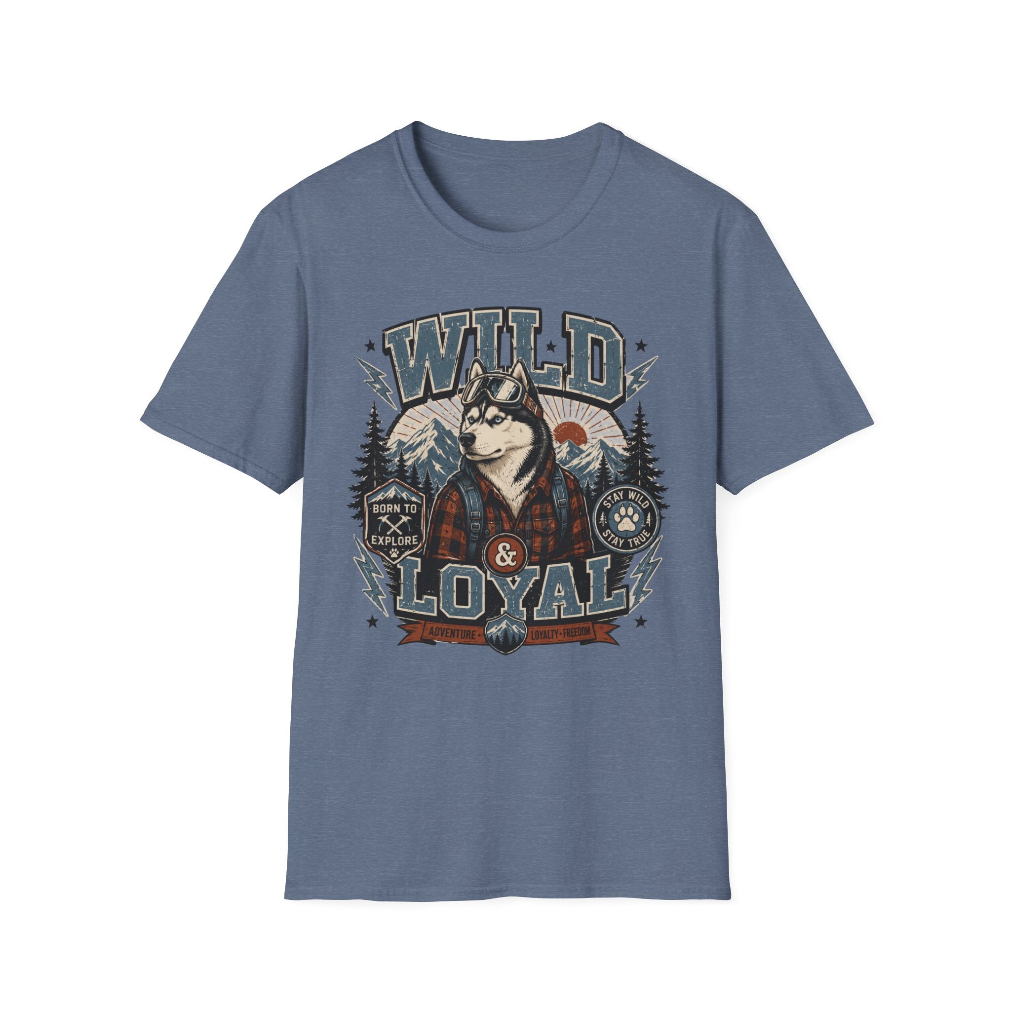 Wild & Loyal Husky T-Shirt — Vintage Mountain Dog Tee