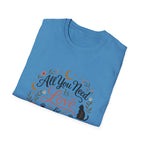 All You Need Is Love & A Cat T-Shirt — Floral Cat Lover Tee