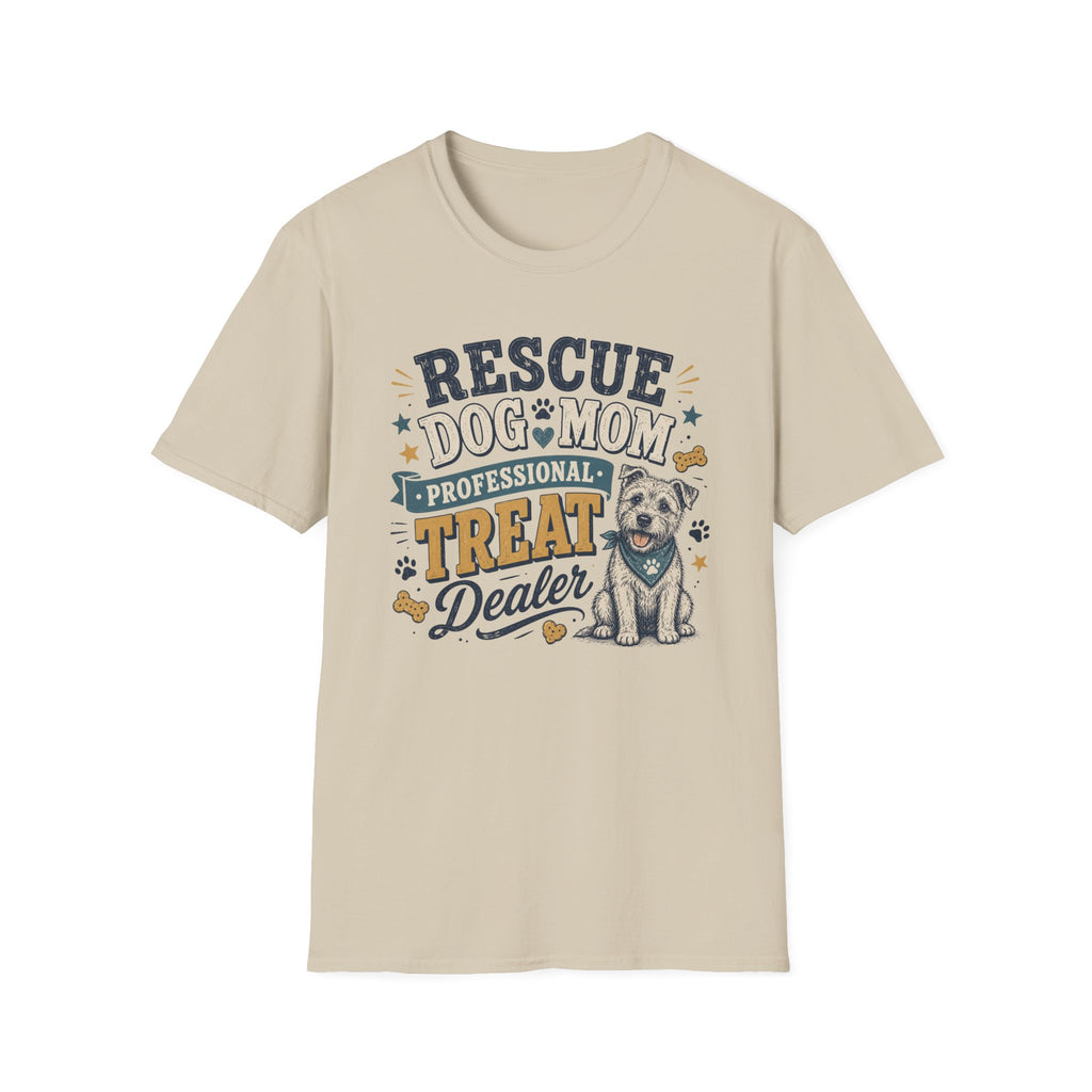 Rescue Dog Mom T-Shirt — "Professional Treat Dealer" Cute Rescue Puppy Tee