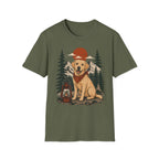 Yellow Lab Lantern T-Shirt — Retro Camping Dog Tee