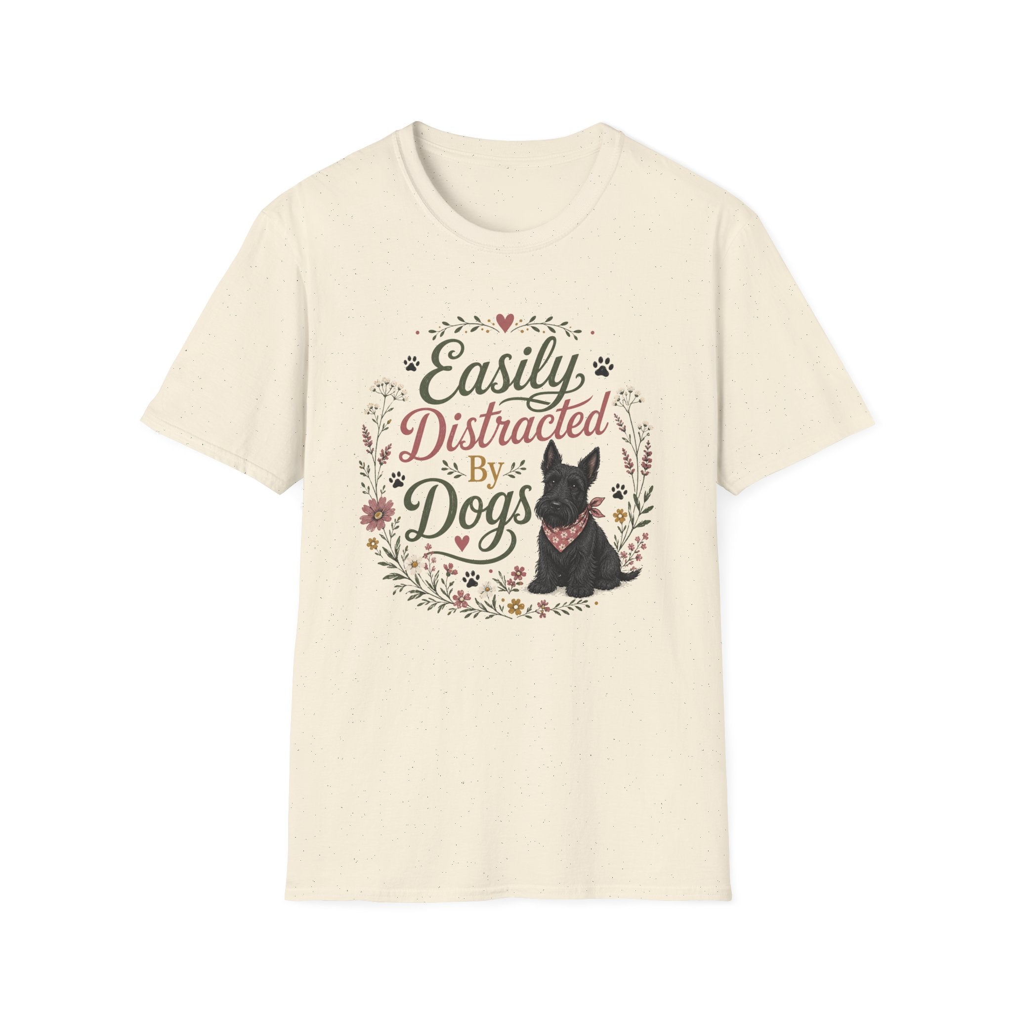 Easily Distracted By Dogs T-Shirt — Cute Scottish Terrier Floral Dog Lover Tee