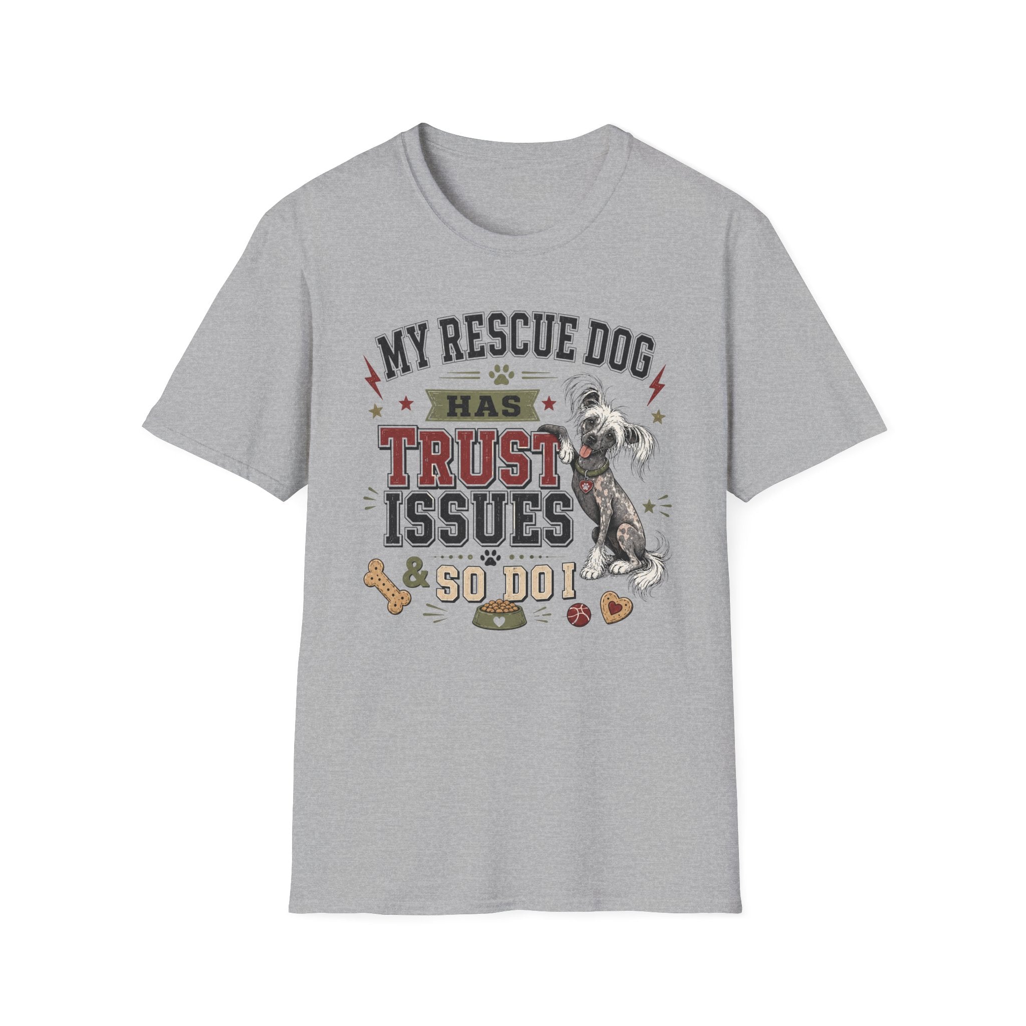 My Rescue Dog Has Trust Issues T-Shirt —Chinese Crested Rescue Dog Owner Tee