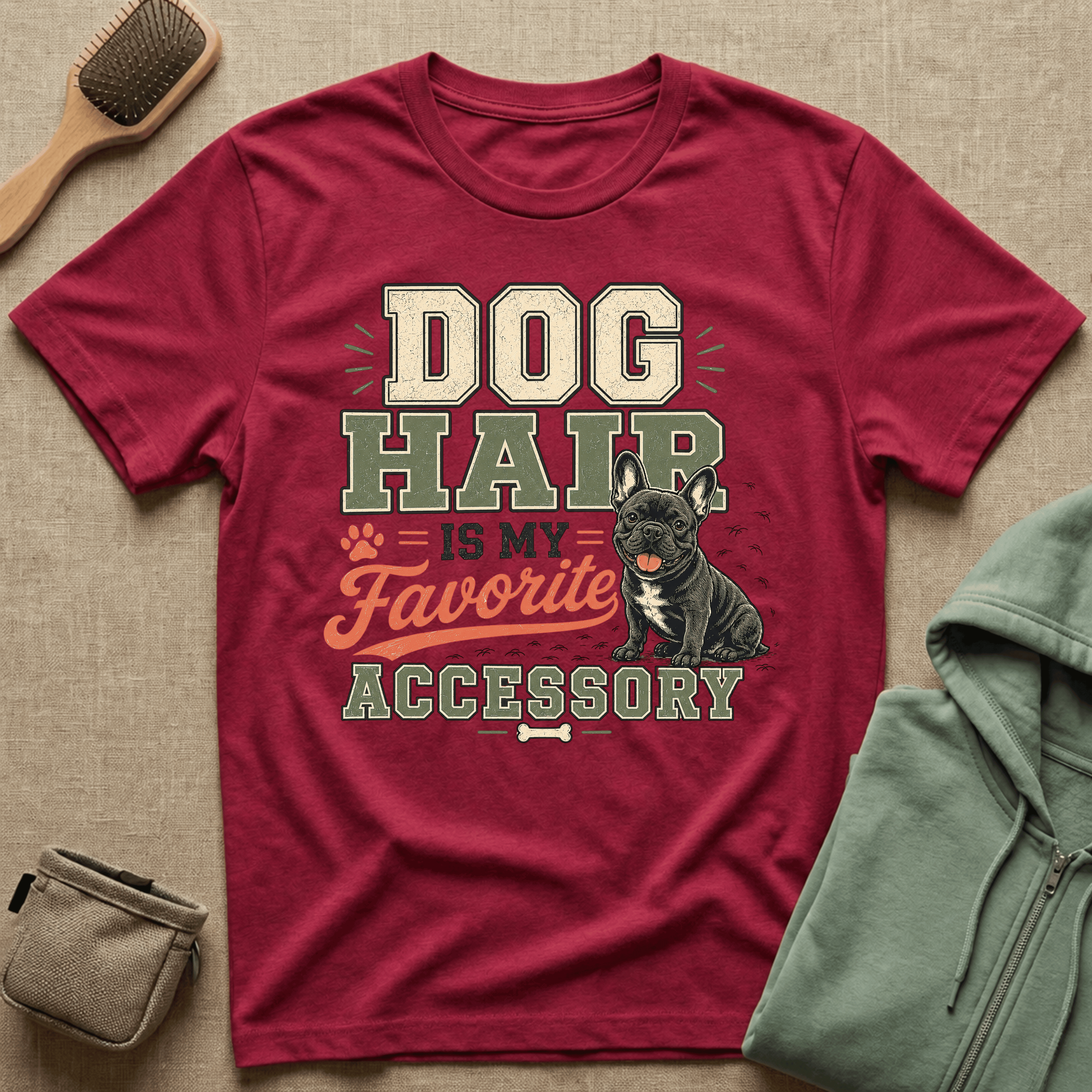 Dog Hair Is My Favorite Accessory T-Shirt — Frenchie Dog Lover Tee