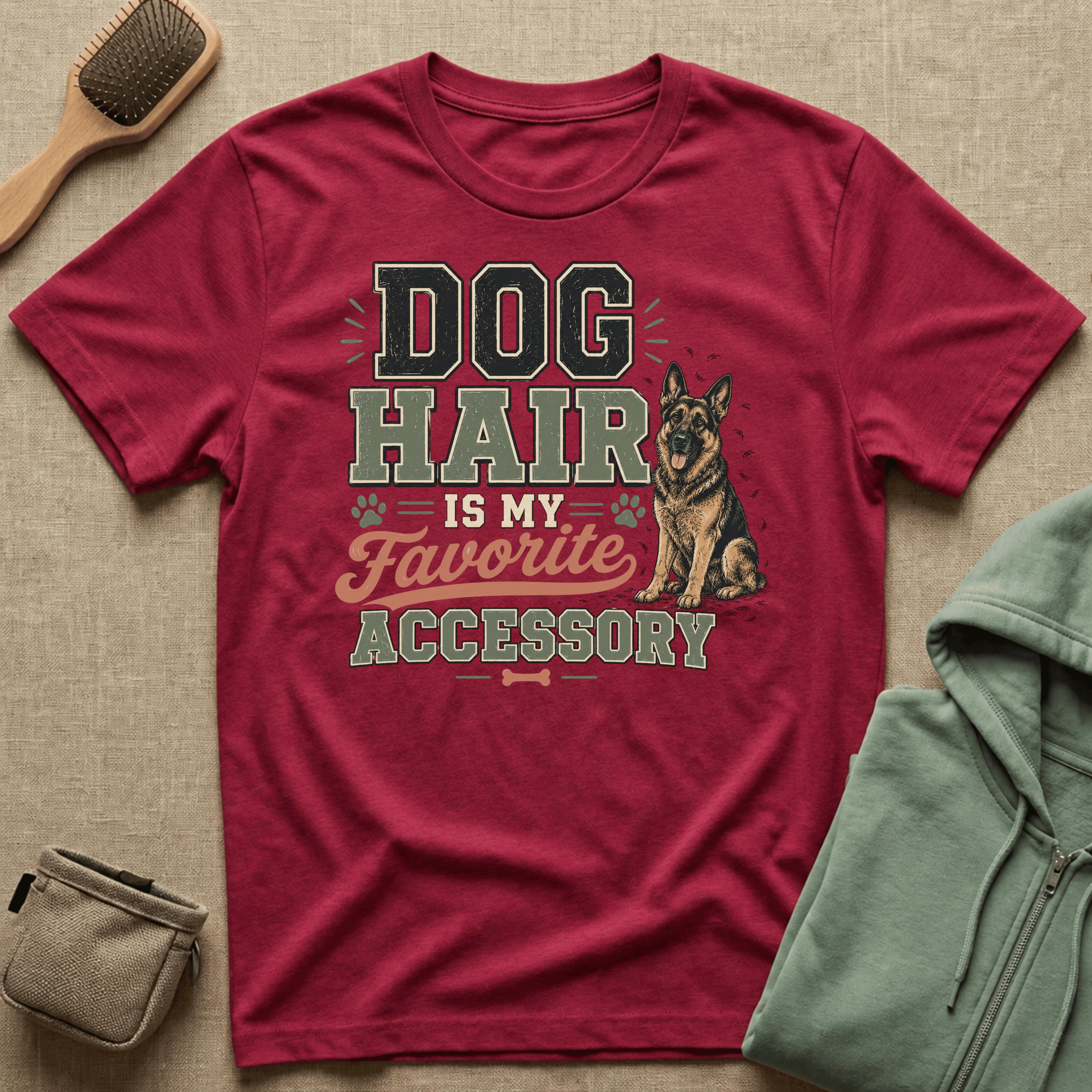 Dog Hair Is My Favorite Accessory T-Shirt — German Shepherd Pet Lover Tee
