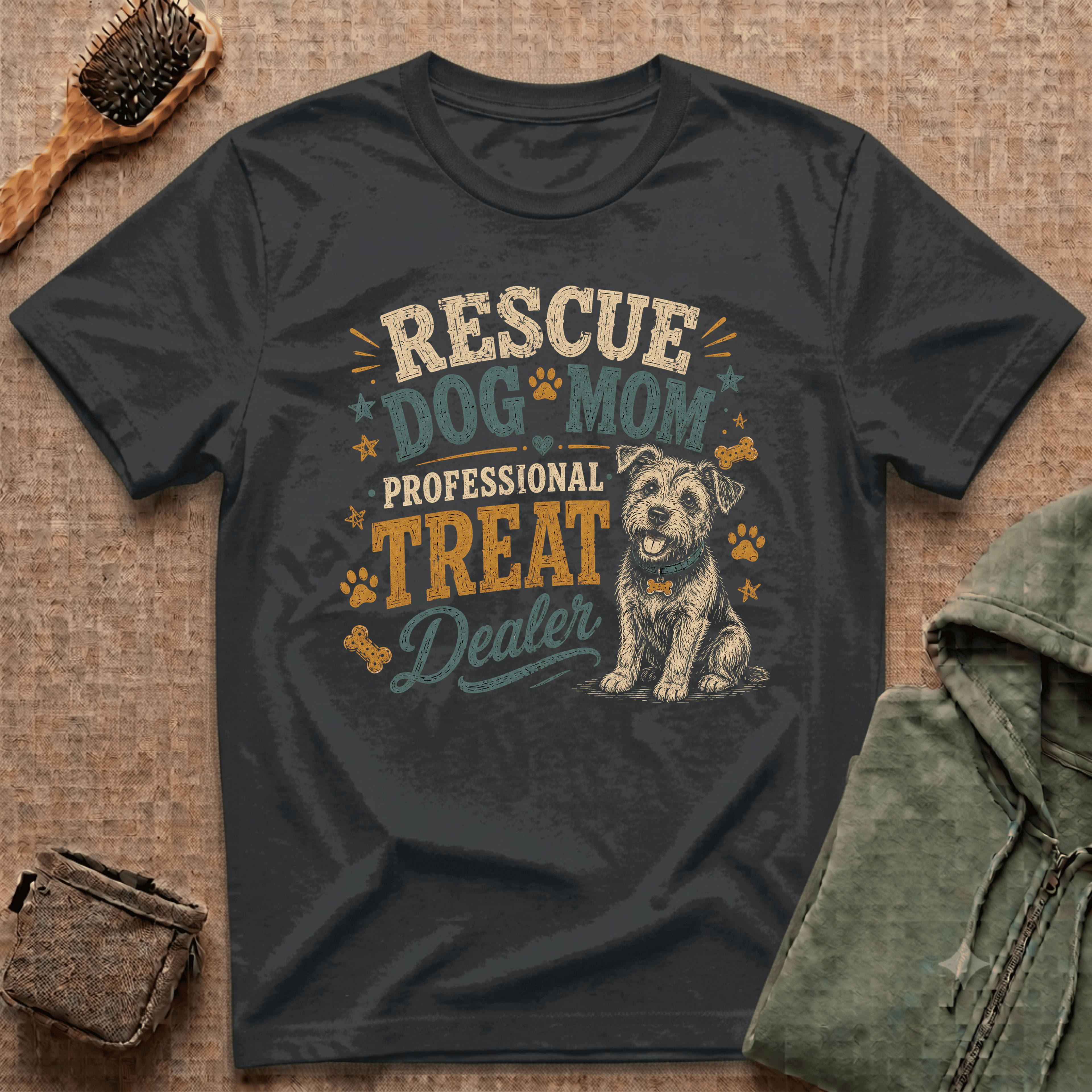 Rescue Dog Mom T-Shirt — "Professional Treat Dealer" Cute Rescue Puppy Tee