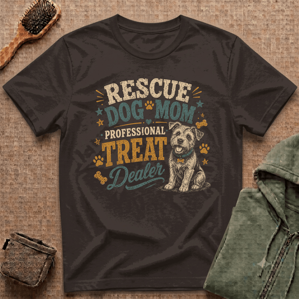 Rescue Dog Mom T-Shirt — "Professional Treat Dealer" Cute Rescue Puppy Tee