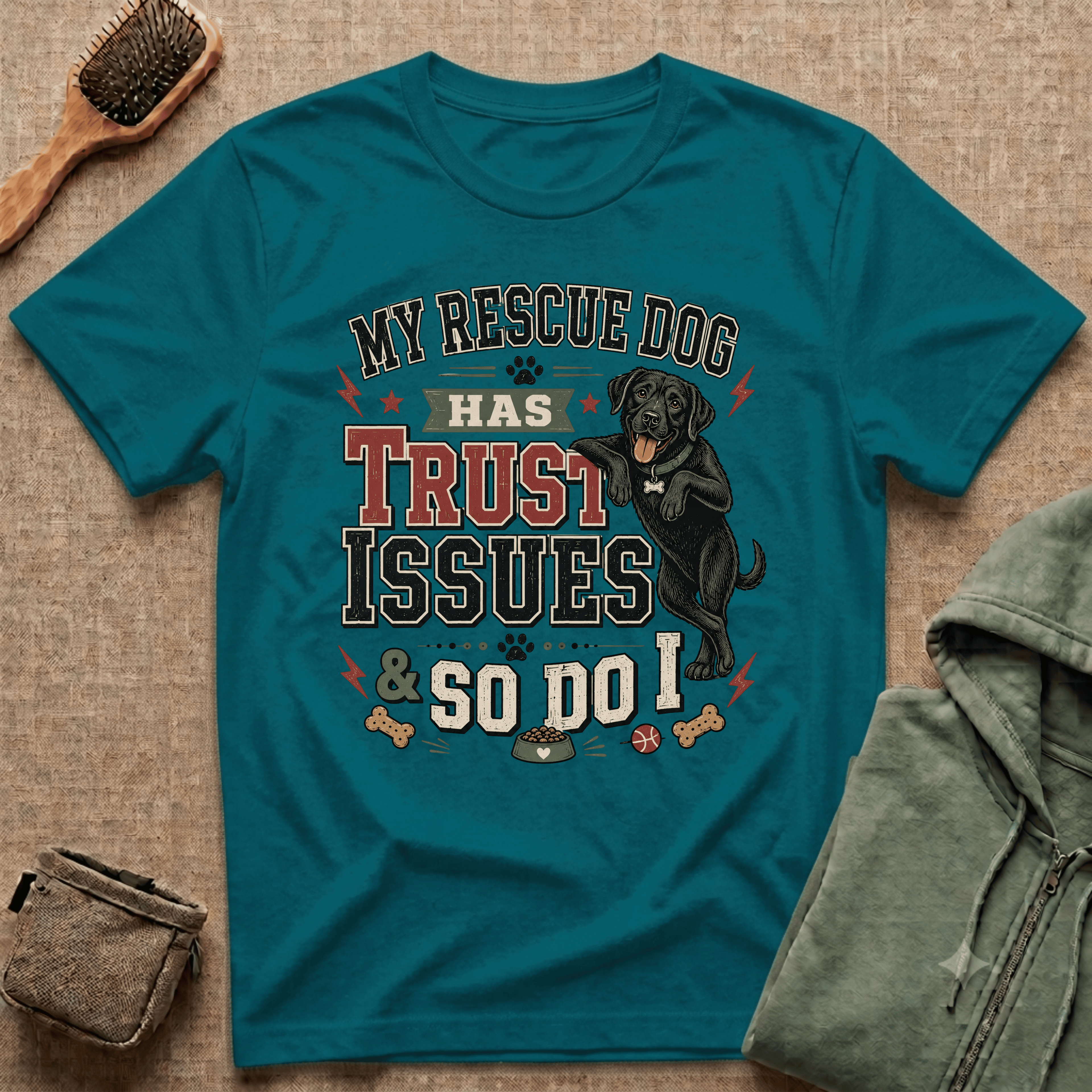 My Rescue Dog Has Trust Issues T-Shirt —Black Lab Rescue Dog Owner Tee
