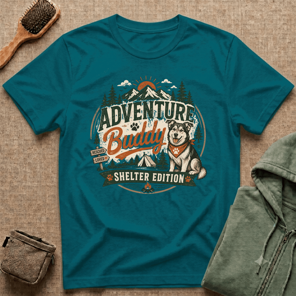 Adventure Buddy T-Shirt — Shelter Edition Dog Hiking Tee