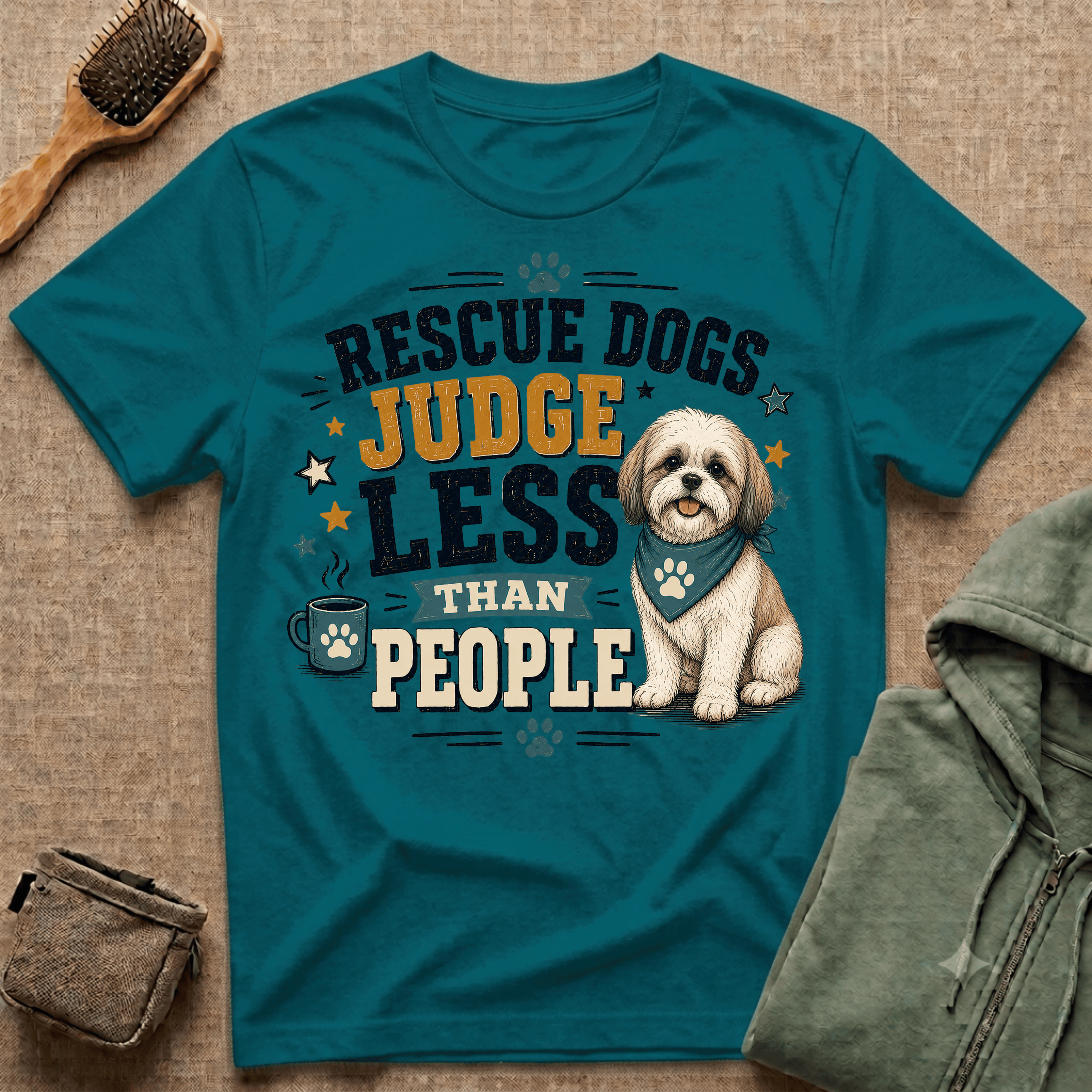 Rescue Dogs Judge Less Than People T-Shirt — Cute Maltese Rescue Tee