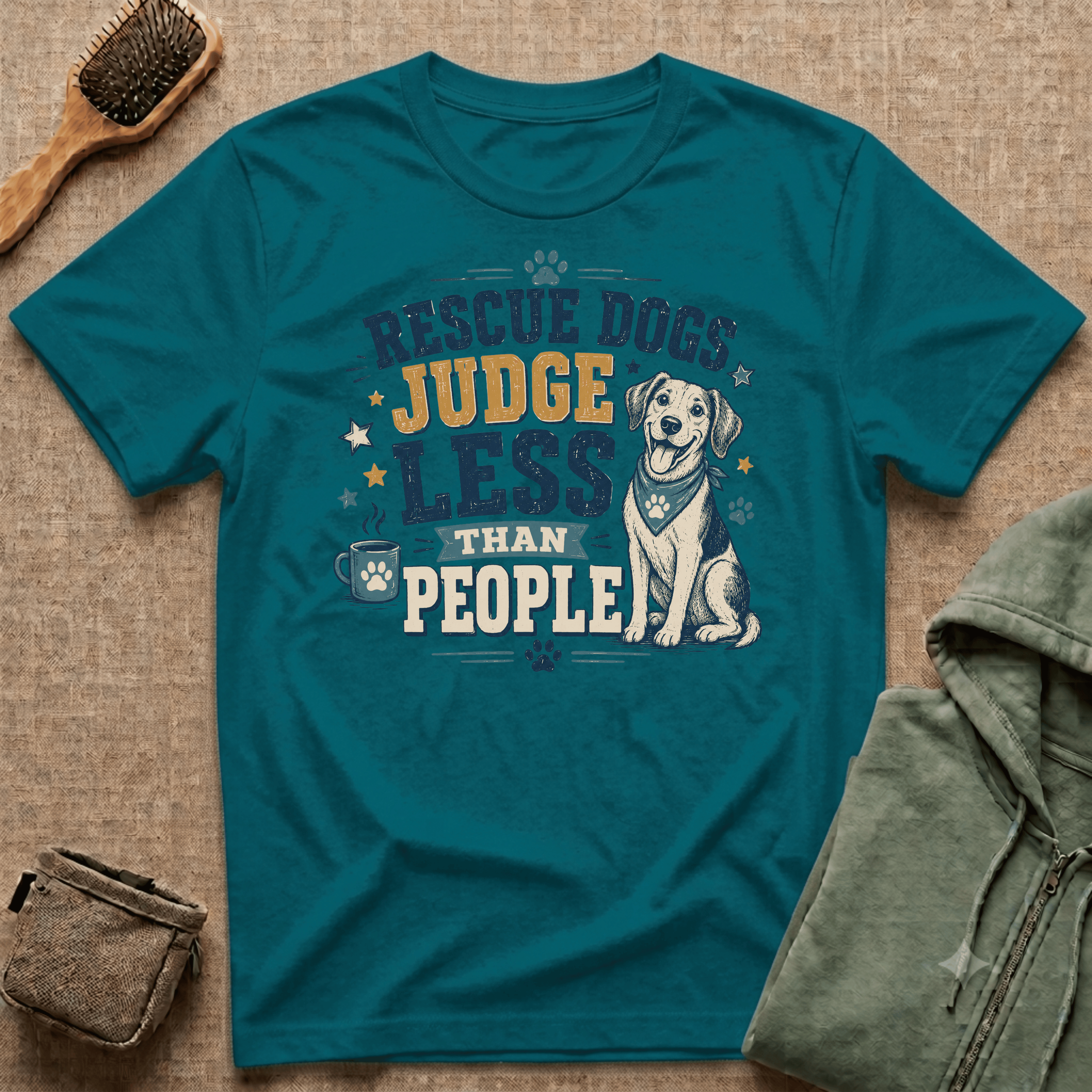 Rescue Dogs Judge Less Than People T-Shirt — Cute Mixed Breed Rescue Tee
