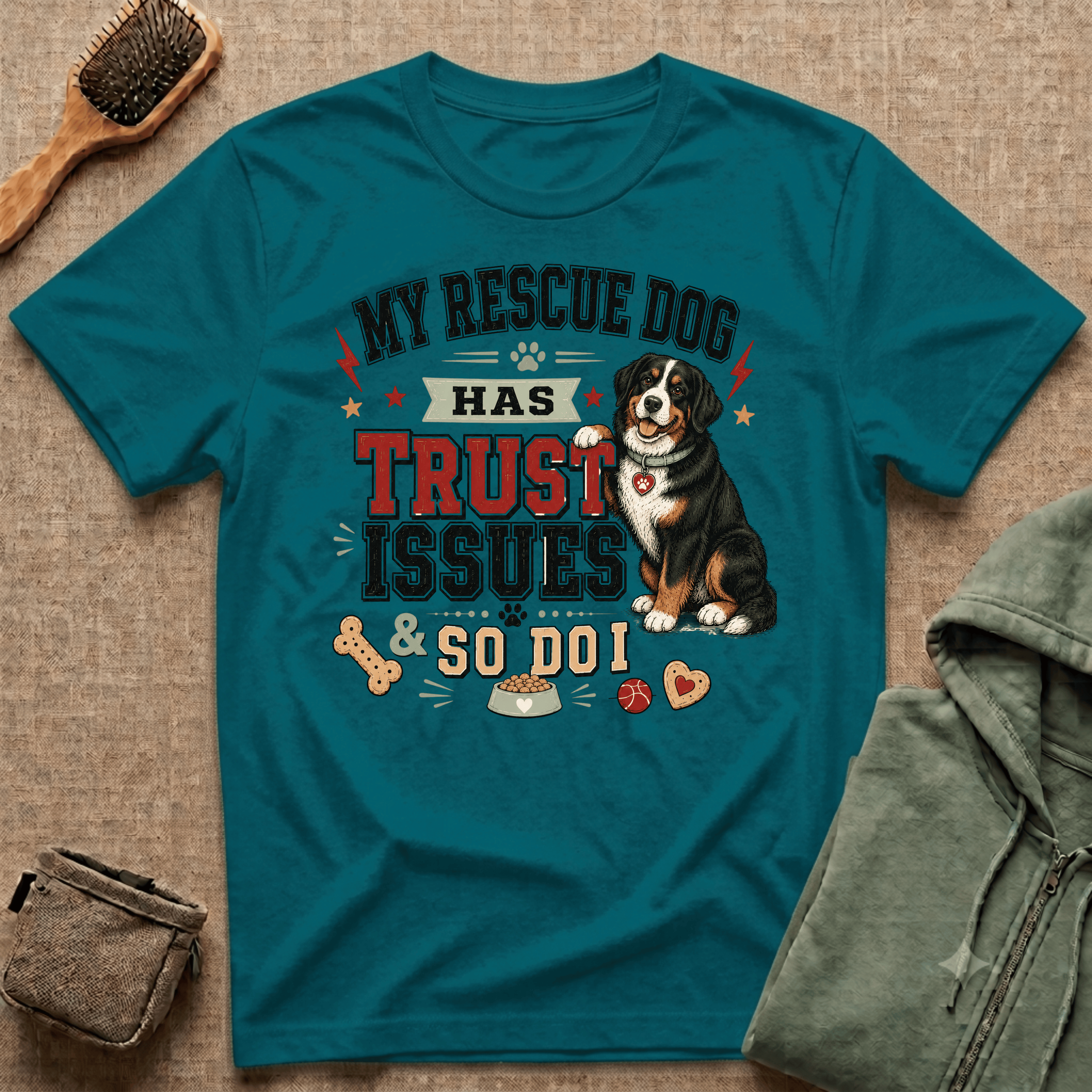 My Rescue Dog Has Trust Issues T-Shirt —Bernese Mountain Rescue Dog Owner Tee