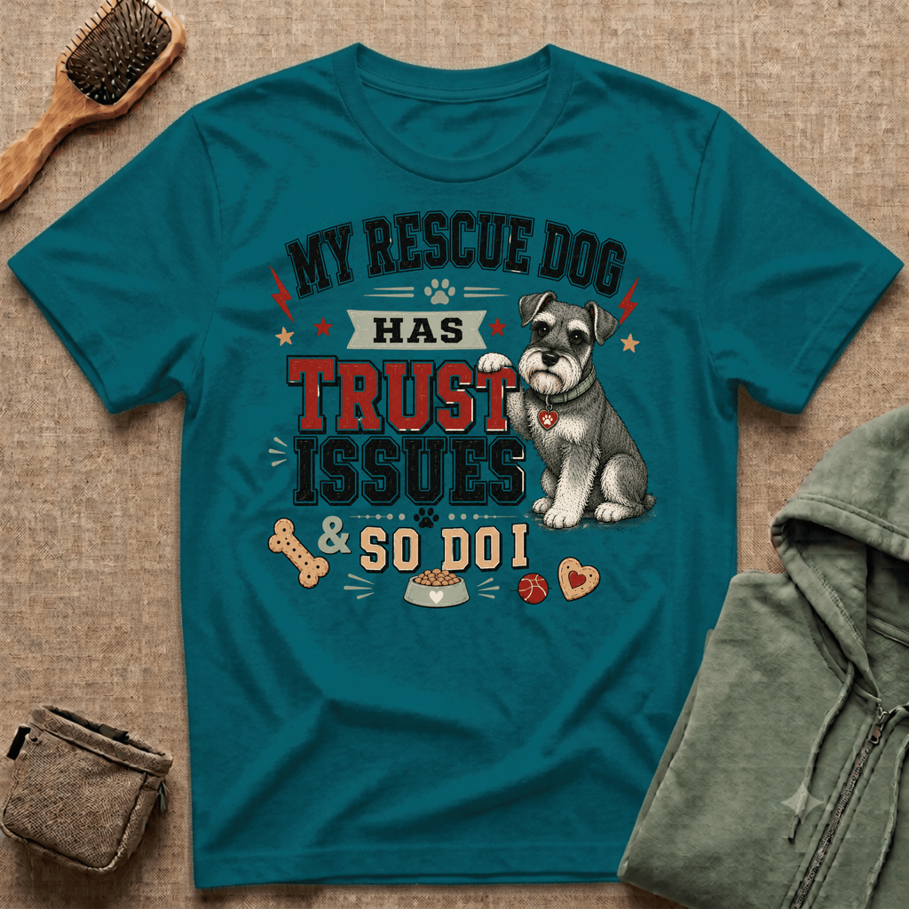 My Rescue Dog Has Trust Issues T-Shirt —Schnauzer Rescue Dog Owner Tee