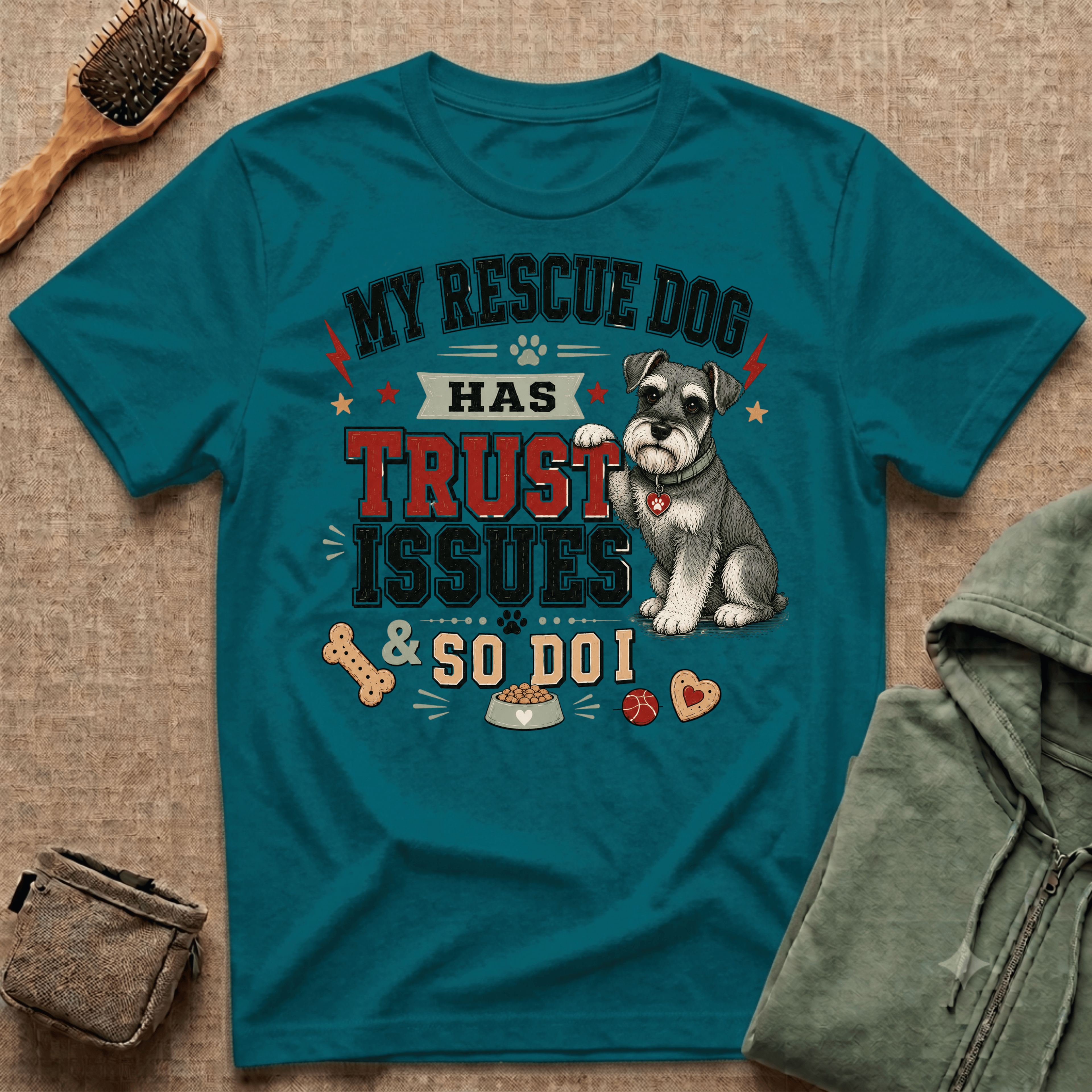 My Rescue Dog Has Trust Issues T-Shirt —Schnauzer Rescue Dog Owner Tee