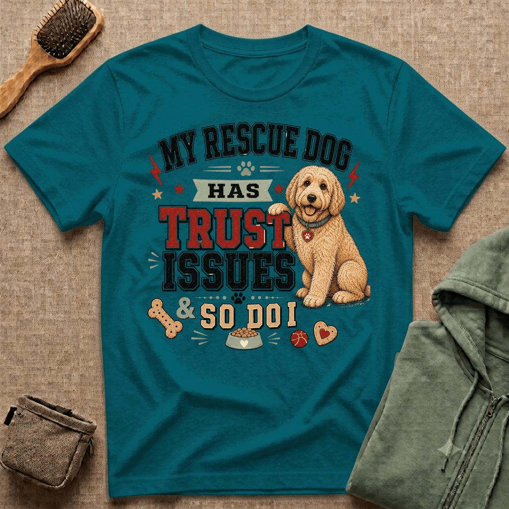 My Rescue Dog Has Trust Issues T-Shirt —Golden Doodle Rescue Dog Owner Tee