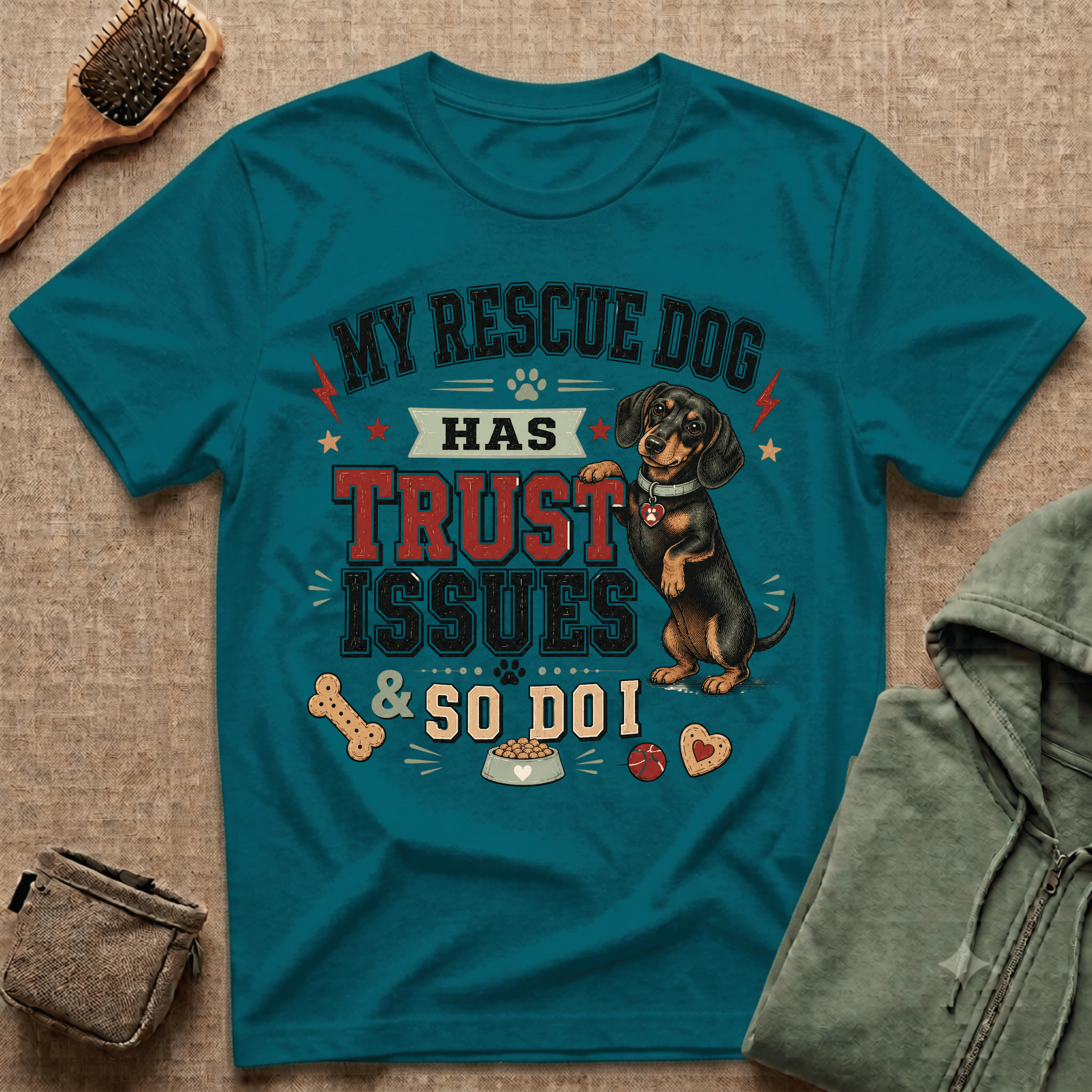 My Rescue Dog Has Trust Issues T-Shirt —Dachshund Rescue Dog Owner Tee