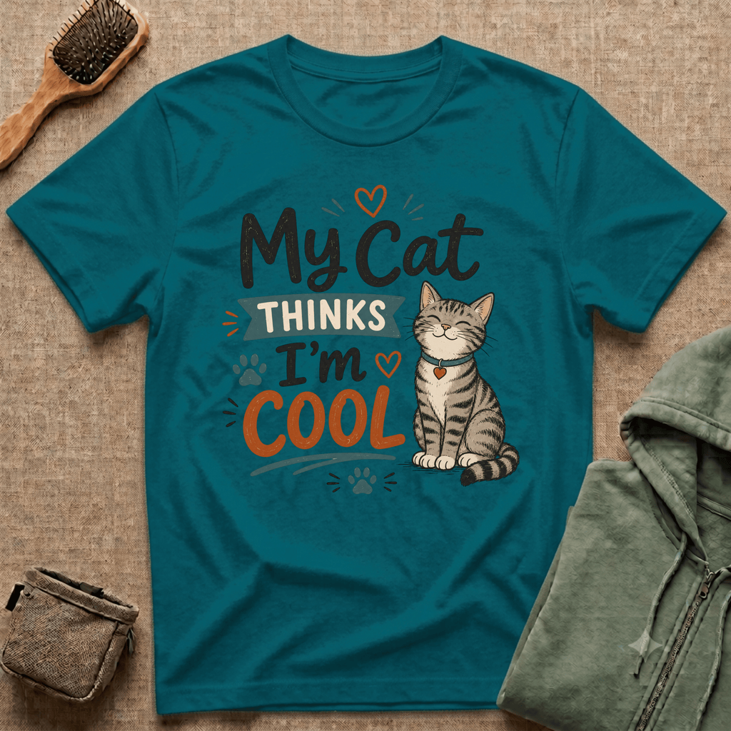 My Cat Thinks I’m Cool T-Shirt – Cute Cat Lover Graphic Tee