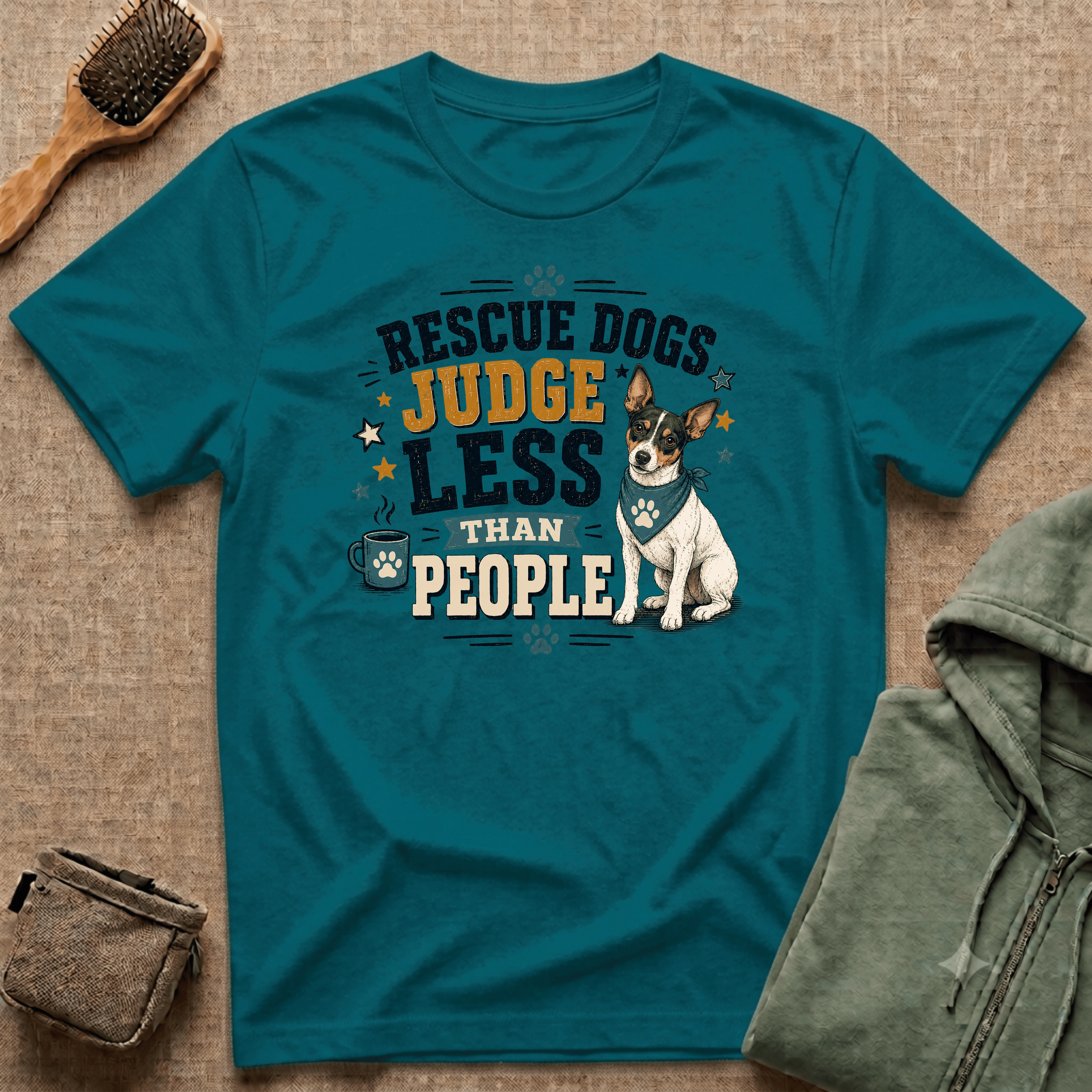 Rescue Dogs Judge Less Than People T-Shirt — Cute Rat Terrier Rescue Tee