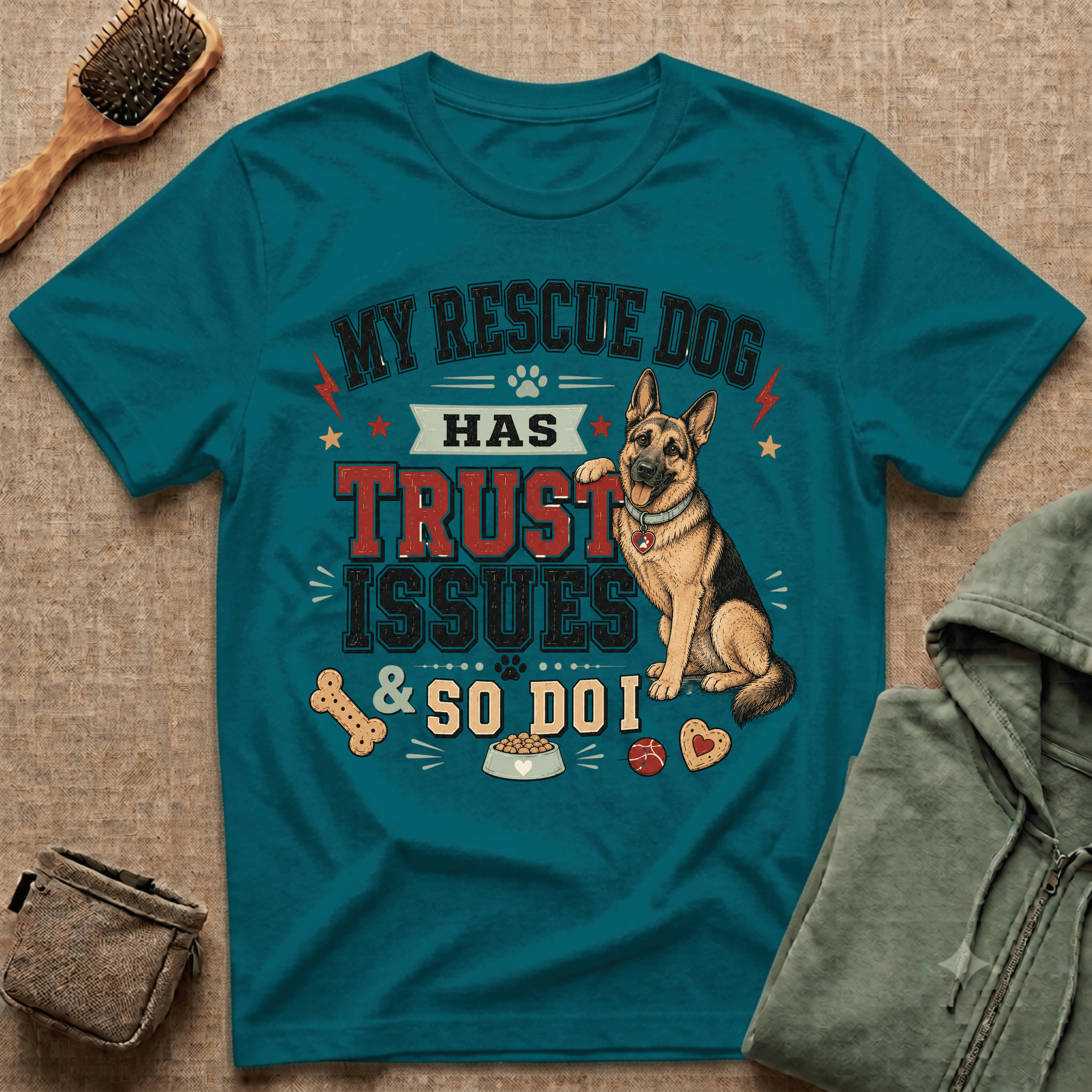 My Rescue Dog Has Trust Issues T-Shirt —German Shepherd Rescue Dog Owner Tee