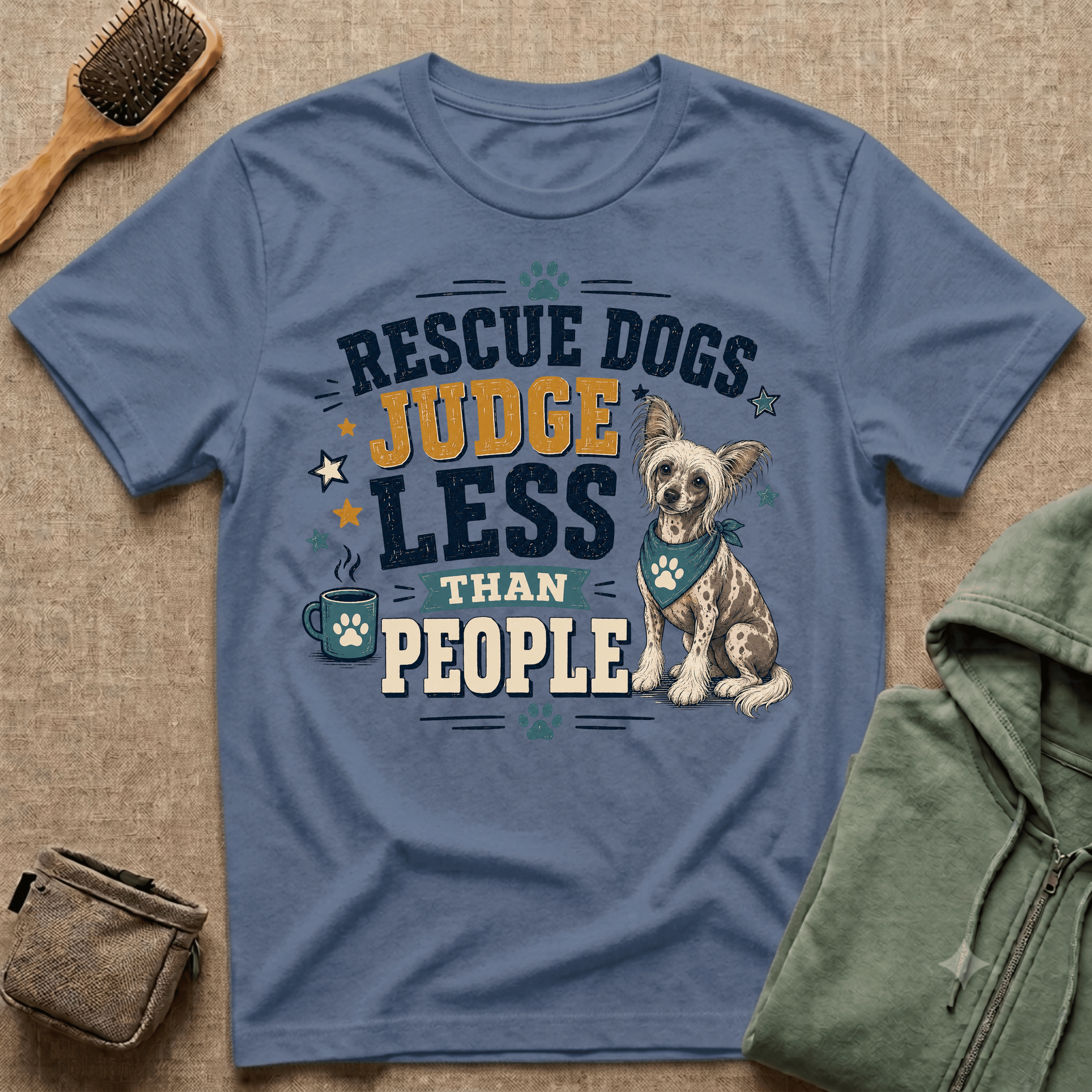 Rescue Dogs Judge Less Than People T-Shirt — Cute Chinese Crested Rescue Tee