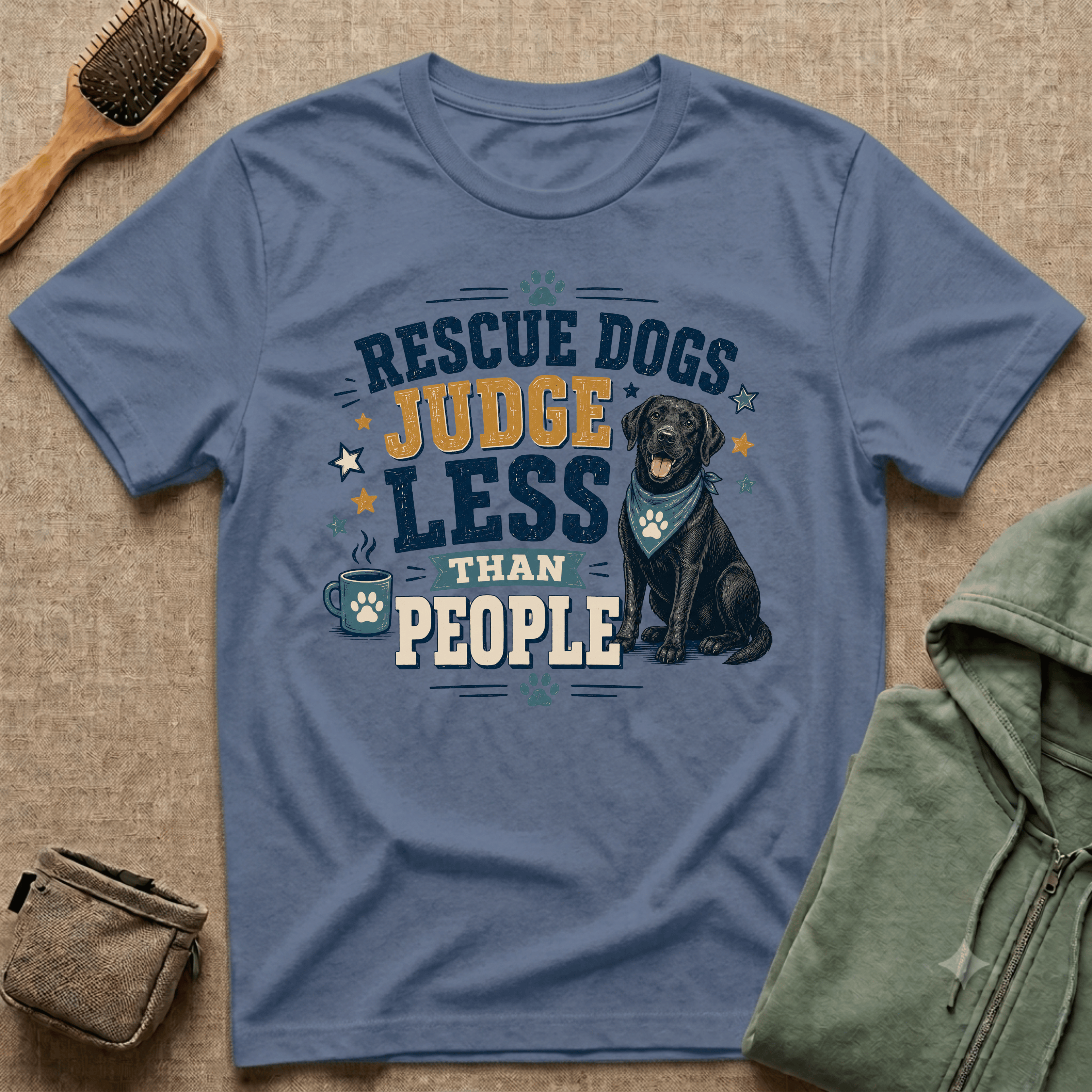 Rescue Dogs Judge Less Than People T-Shirt — Cute Black Lab Rescue Tee