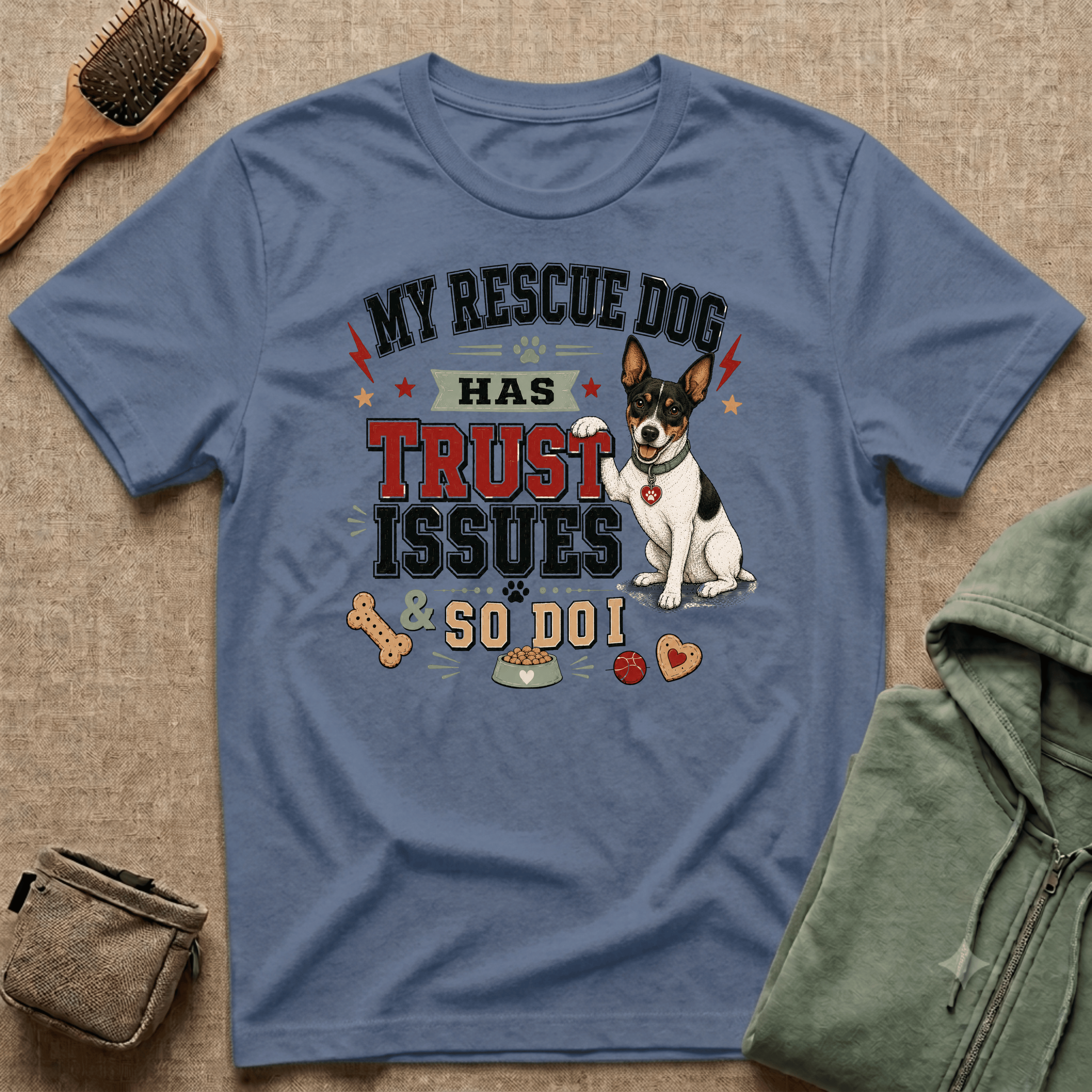 My Rescue Dog Has Trust Issues T-Shirt —Rat Terrier Rescue Dog Owner Tee