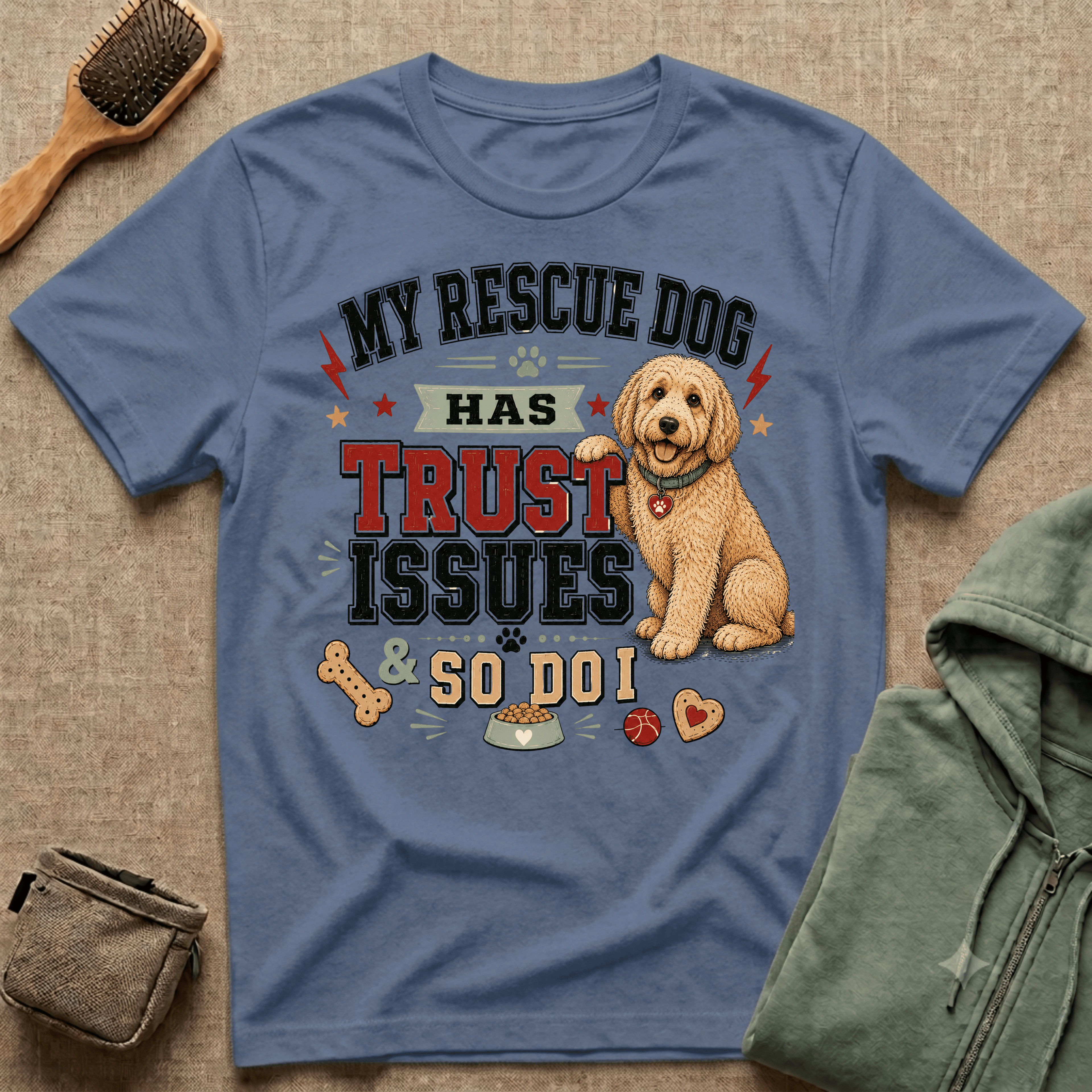 My Rescue Dog Has Trust Issues T-Shirt —Golden Doodle Rescue Dog Owner Tee